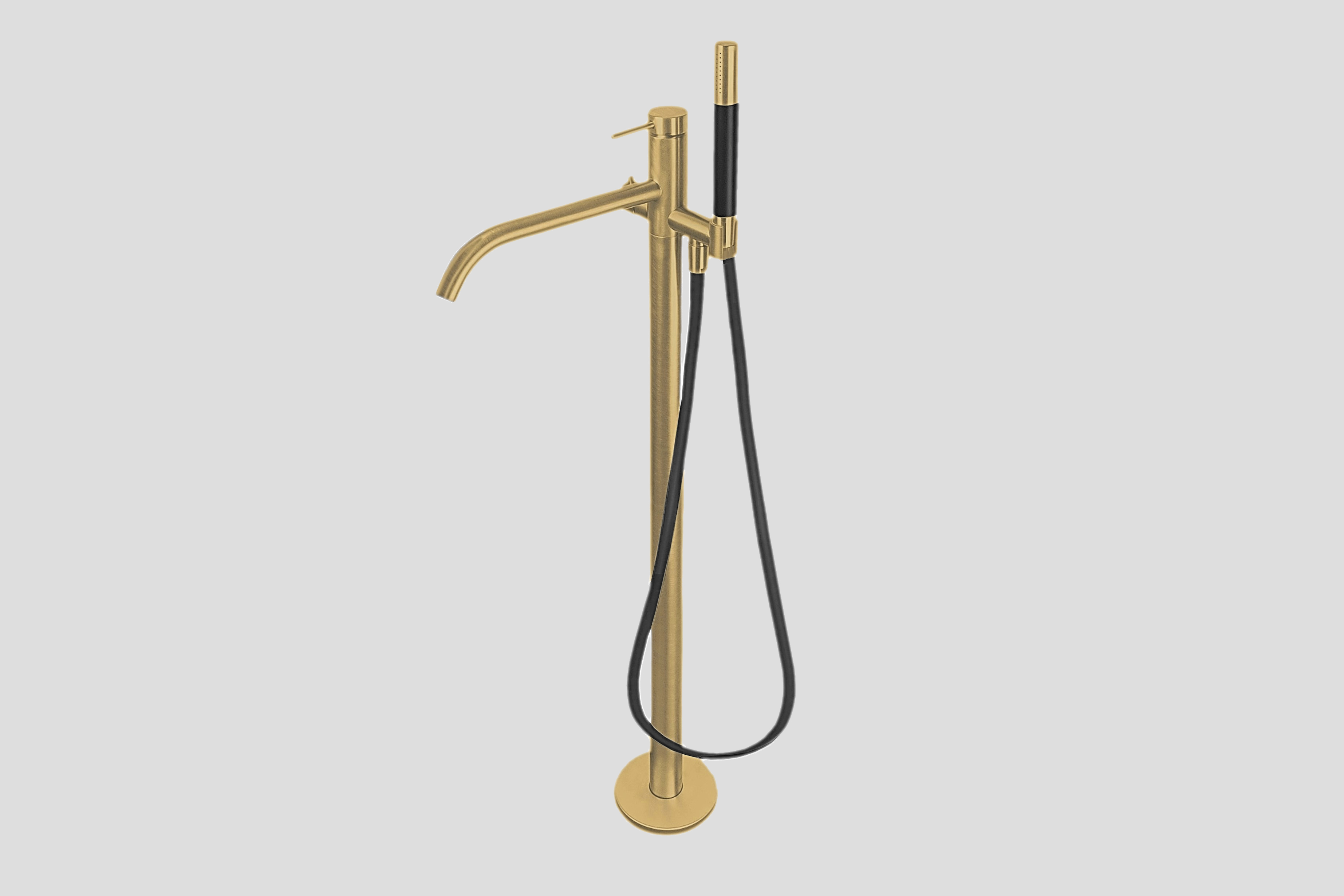 Lagoo Garda vrijstaande badmengkraan afb.deel met mixer handd. staaf doucheslang 150 cm G3204BB Brushed Brass PVD