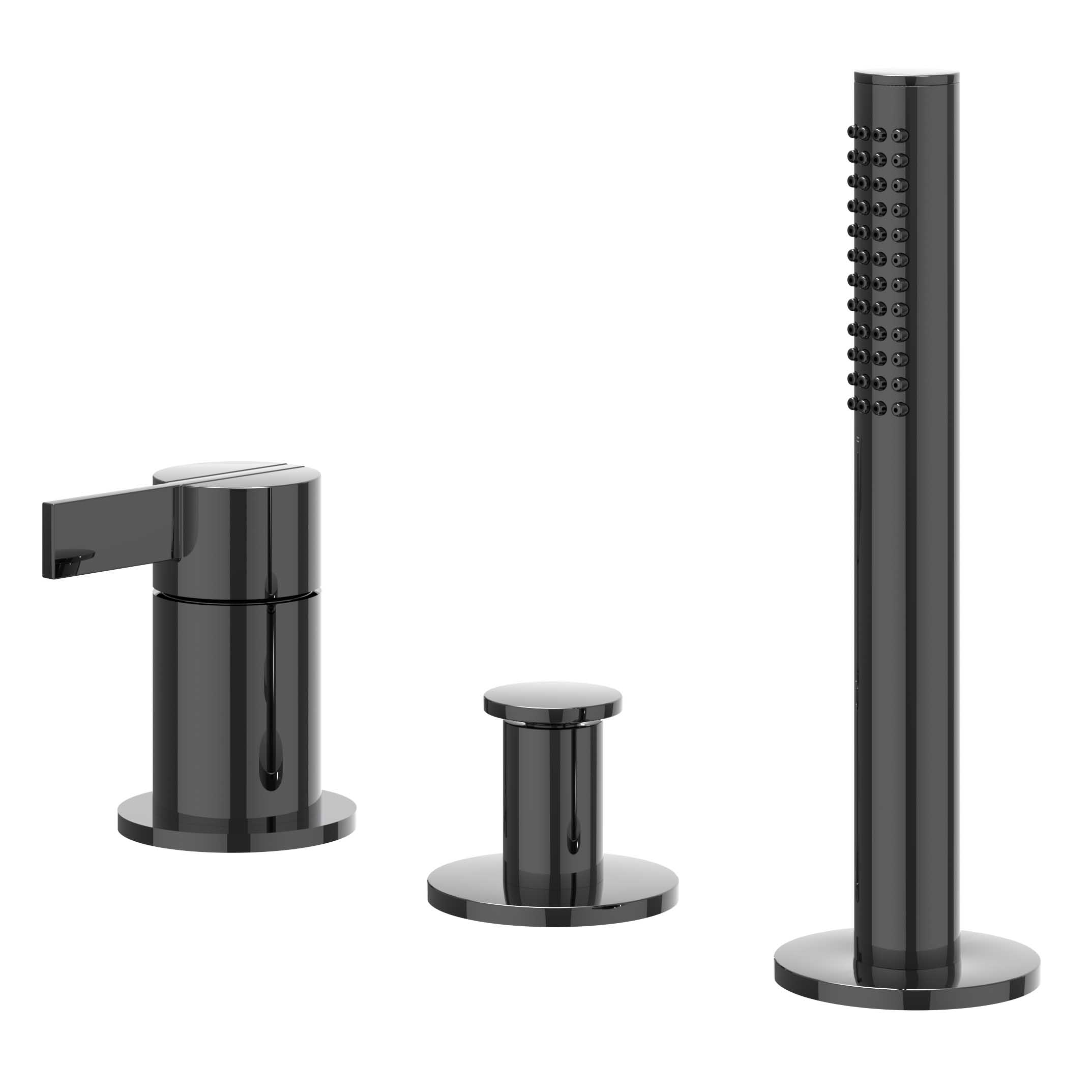 IVY Pact Badrandcombinatie 3-gats m/uittrekbare handd zonder uitloop 6302107 Zwart chroom PVD