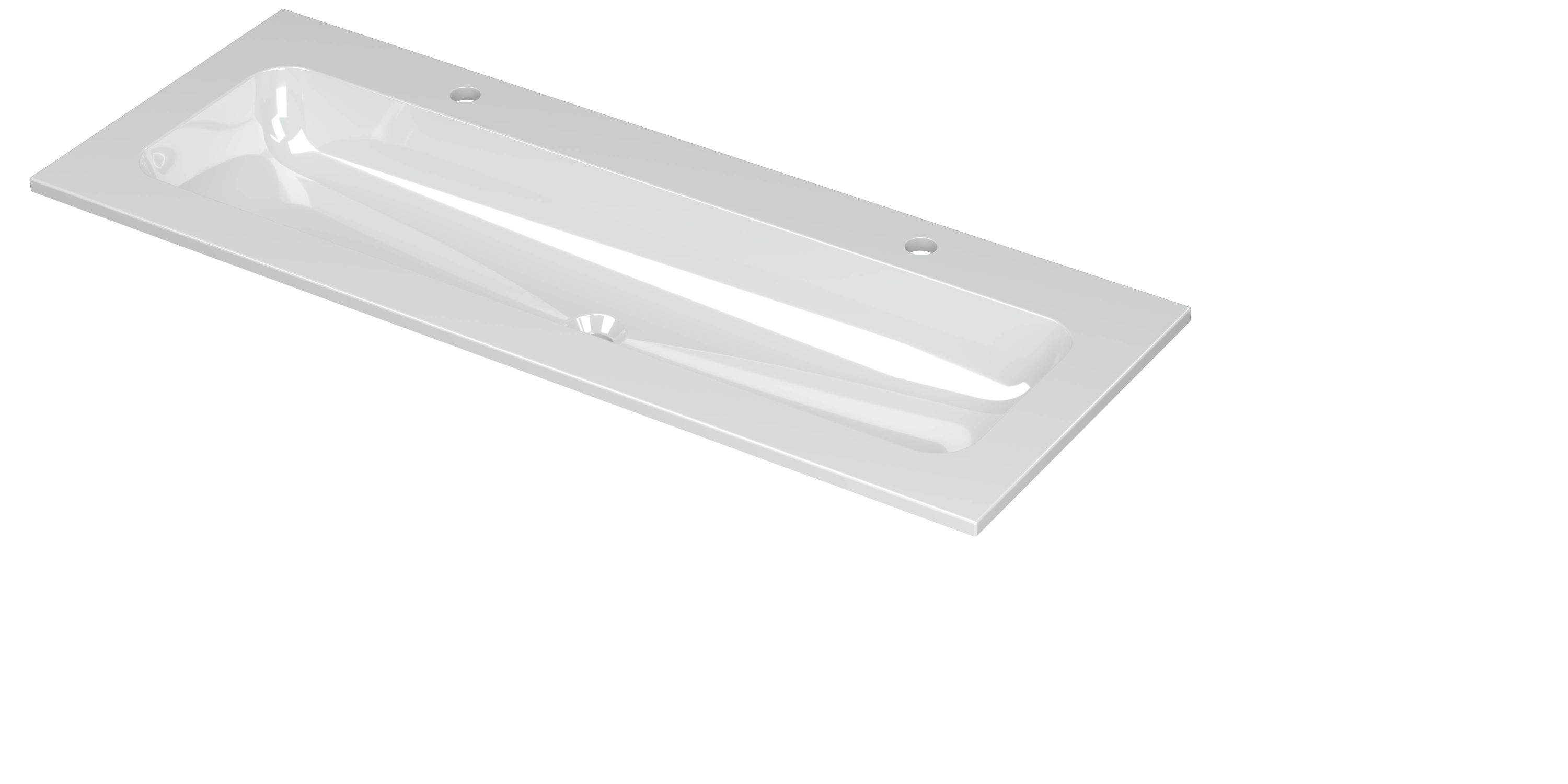 INK Aspekt wastafel pors. m. kom 45 centraal m. 2 krgt. 207032 Glans wit H25xB15xD1200