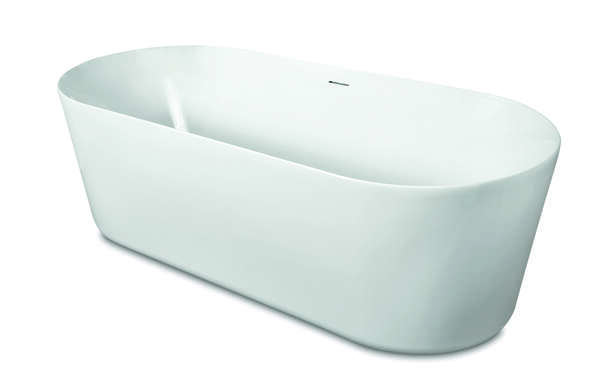 Luca vrijstaand bad met dunne rand van acryl met overloop 178x80x56h Wit glans