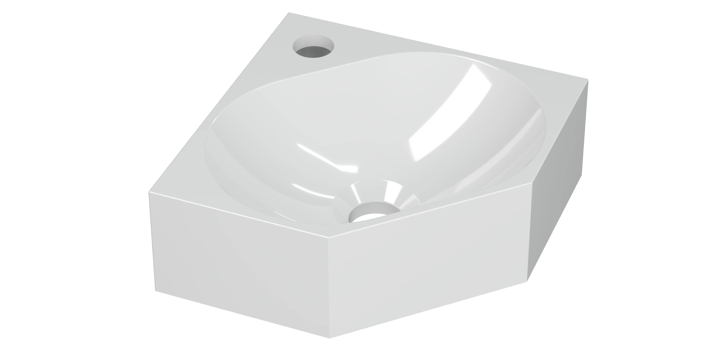 INK Matrix Hoekfontein polystone m. 1 krgt. H100xB270xD270 Glans wit / 3404340