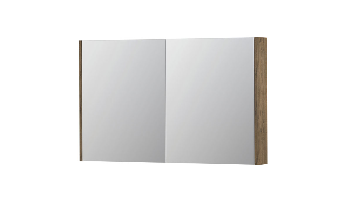 INK spiegelkast met 2 dubbelz. spiegeldeuren en stopc./schak. 1105360 Naturel eiken H730xB1200xD140