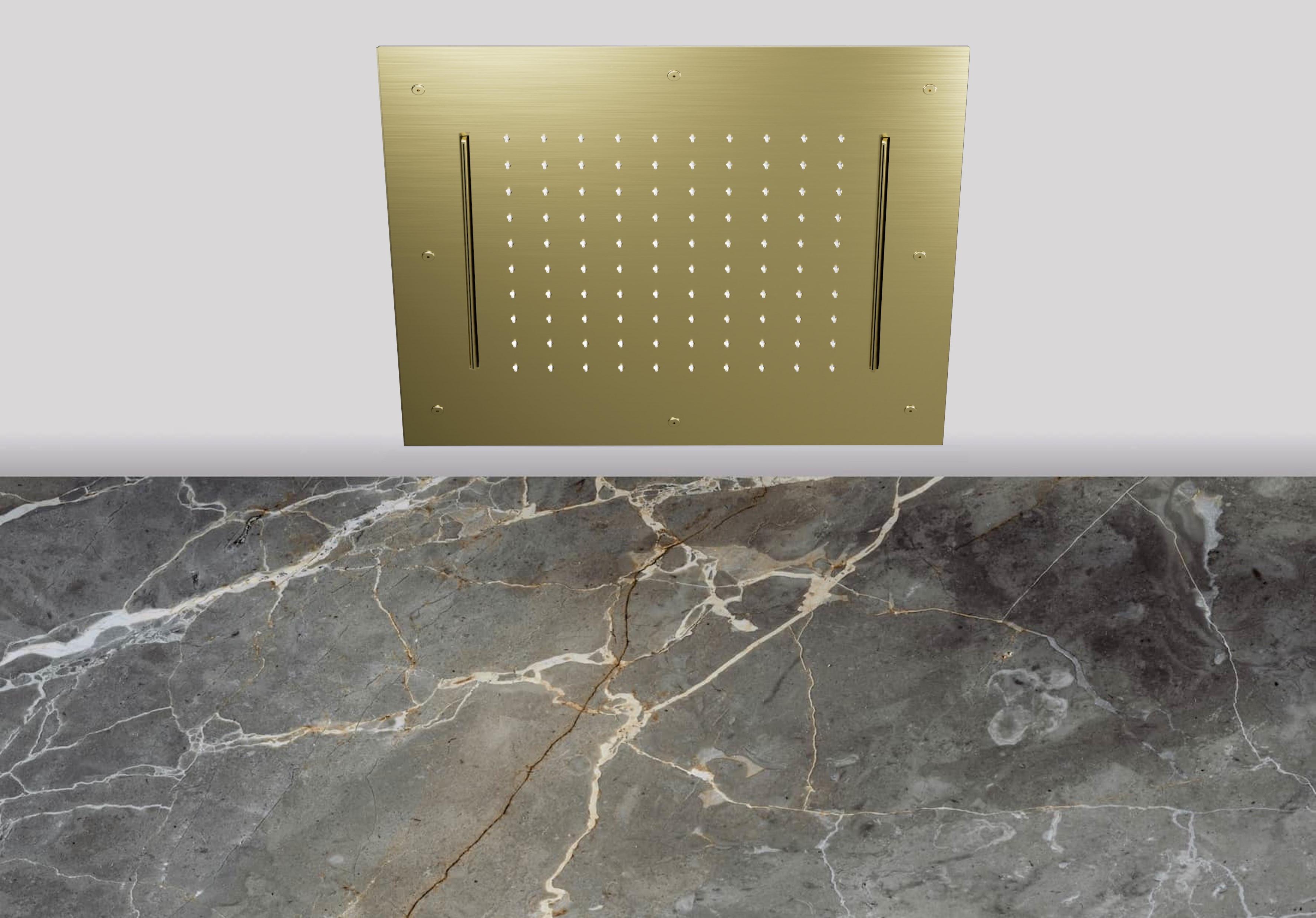 Lagoo Nesso Hoofddouche Showerlicious 500 x 500 m. regen 2 cascades N8234BB Brushed Brass PVD