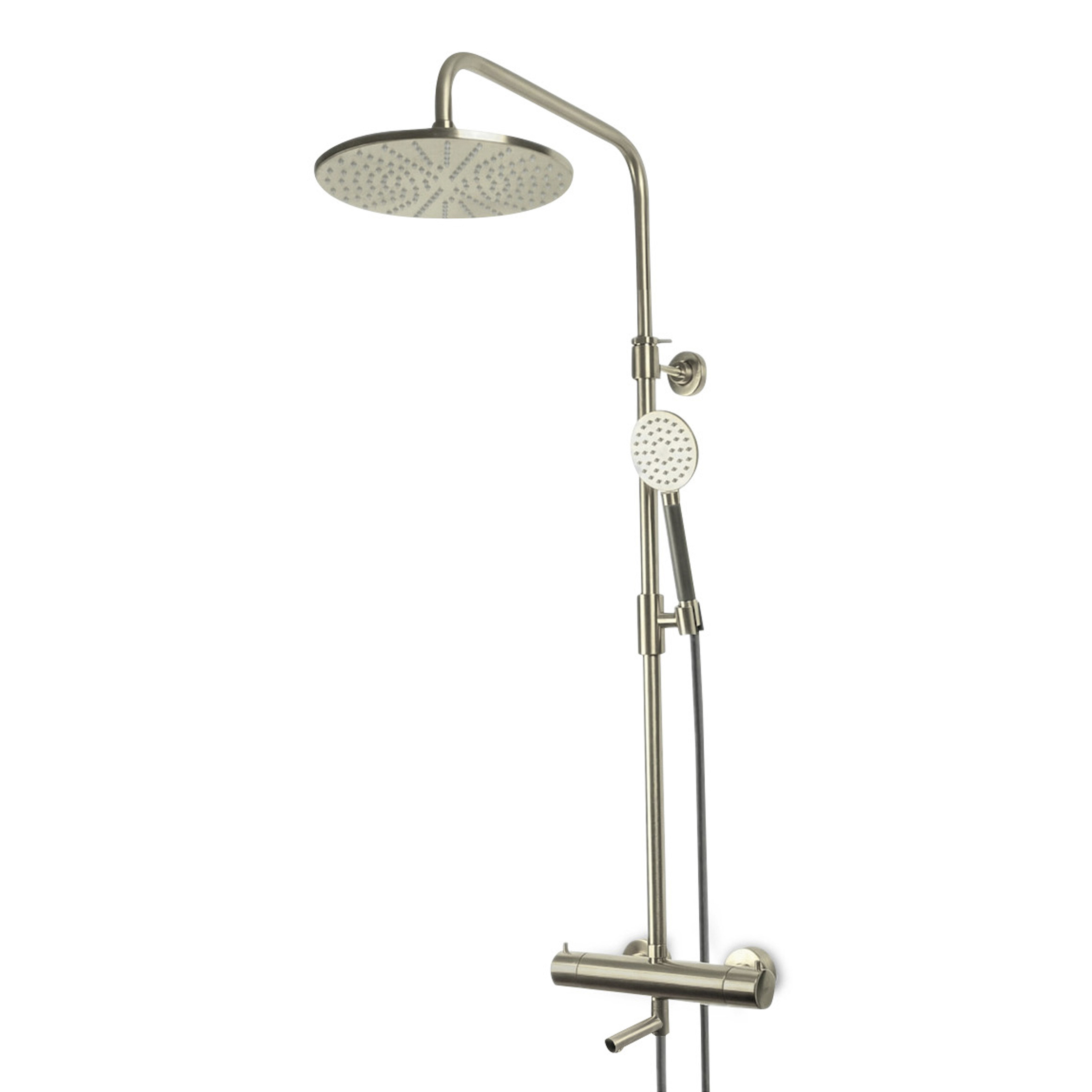 Lagoo Garda thermostatische bad/douche set met hoofddouche 250 mm en handdouche rond G5303BN Brushed Nickel