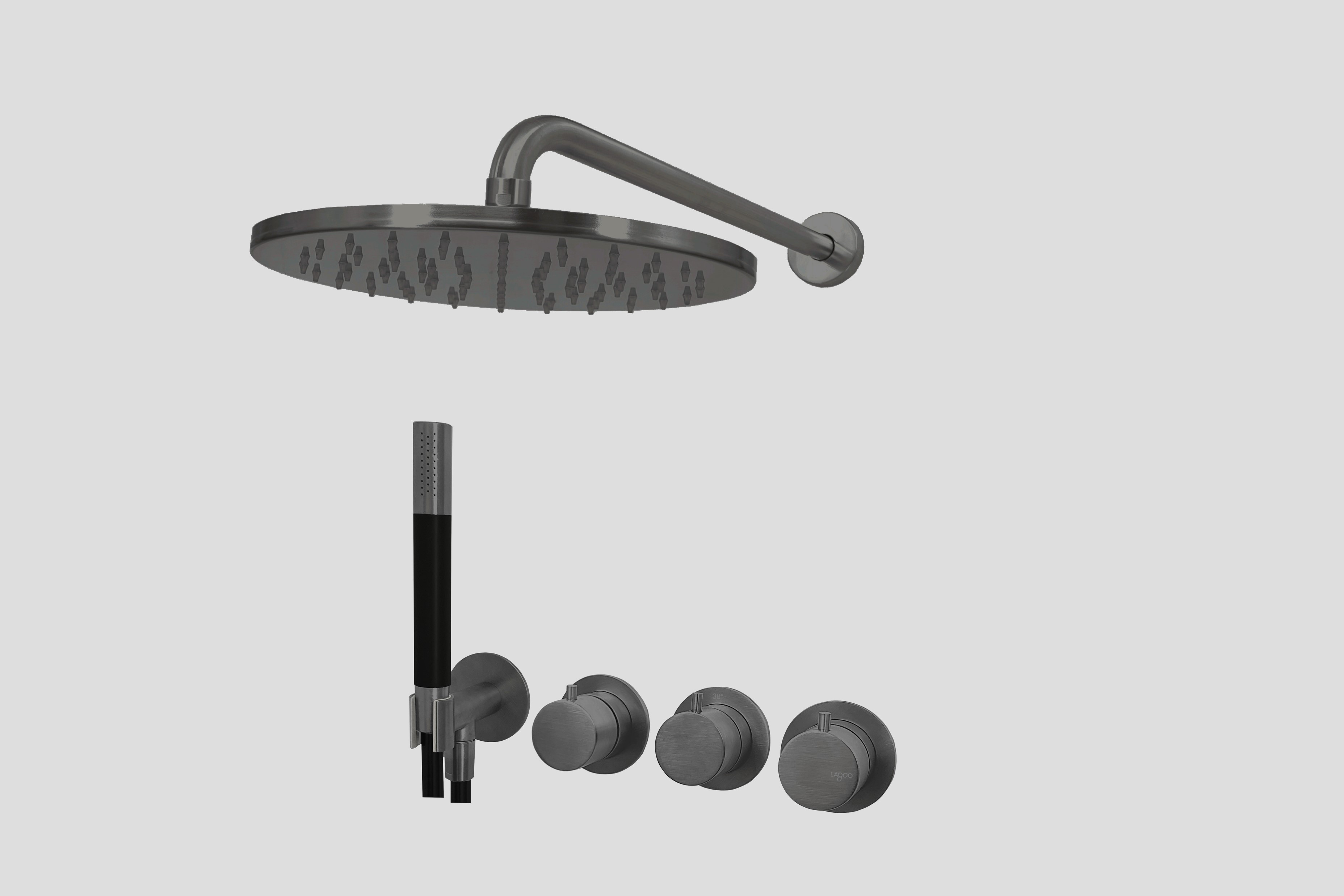 Lagoo Garda Lagoo Voordeel Set: thermostatische douche set Tripple7 LVS3GM Brushed Gun Metal PVD