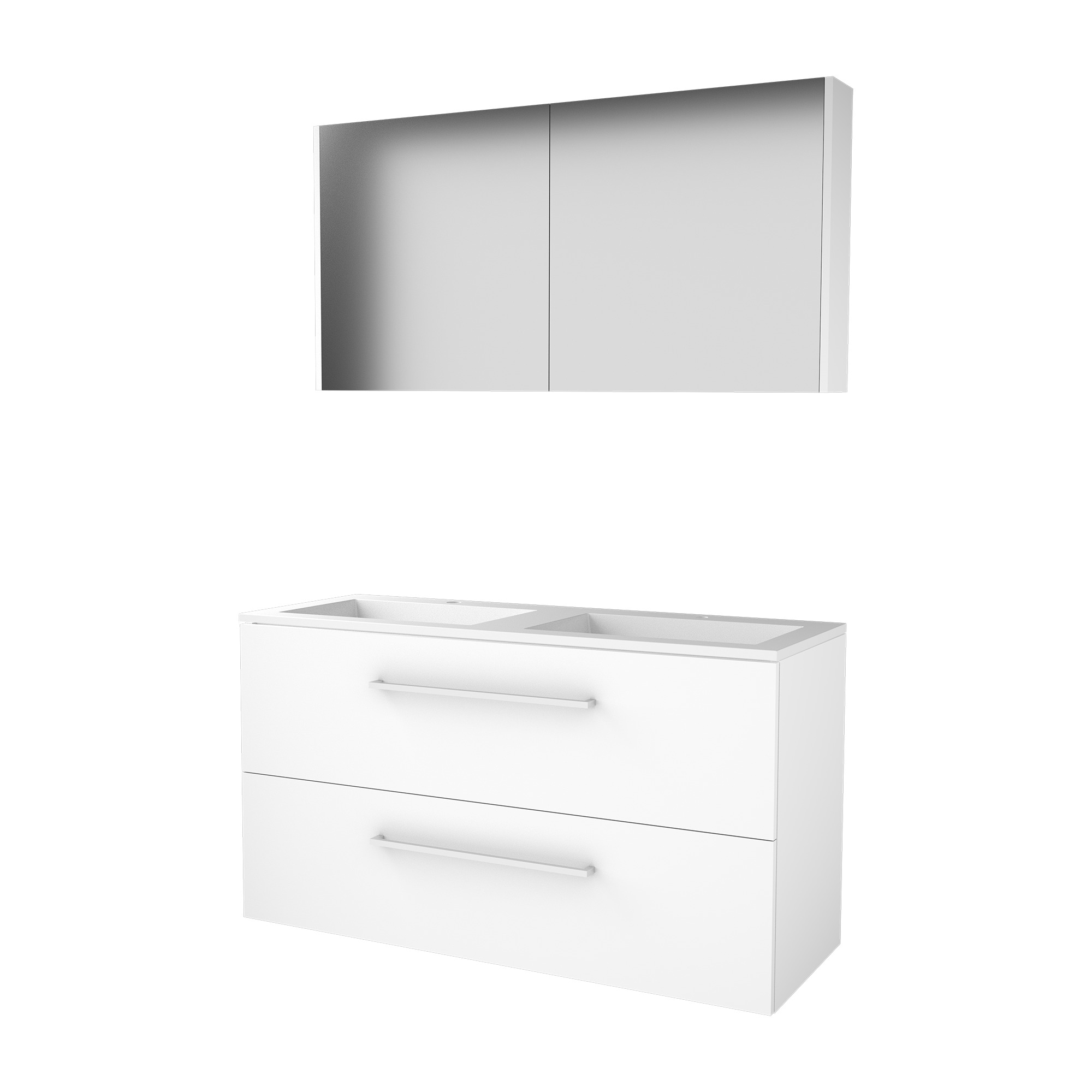 Basic Comfort 46 set 120x46cm met gr. 2 la Acryl wast. 2 krgt incl. kast C46GR1202A2IW Ice White