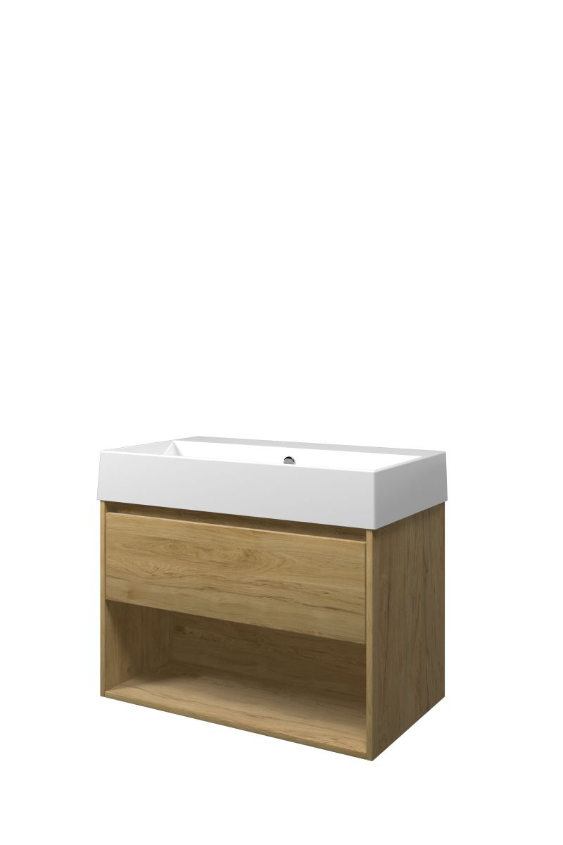 Proline set porselein Loft wast. z. krgt. en onderk. met schap 1815322 Ideal oak/Glans wit H620xB800xD460