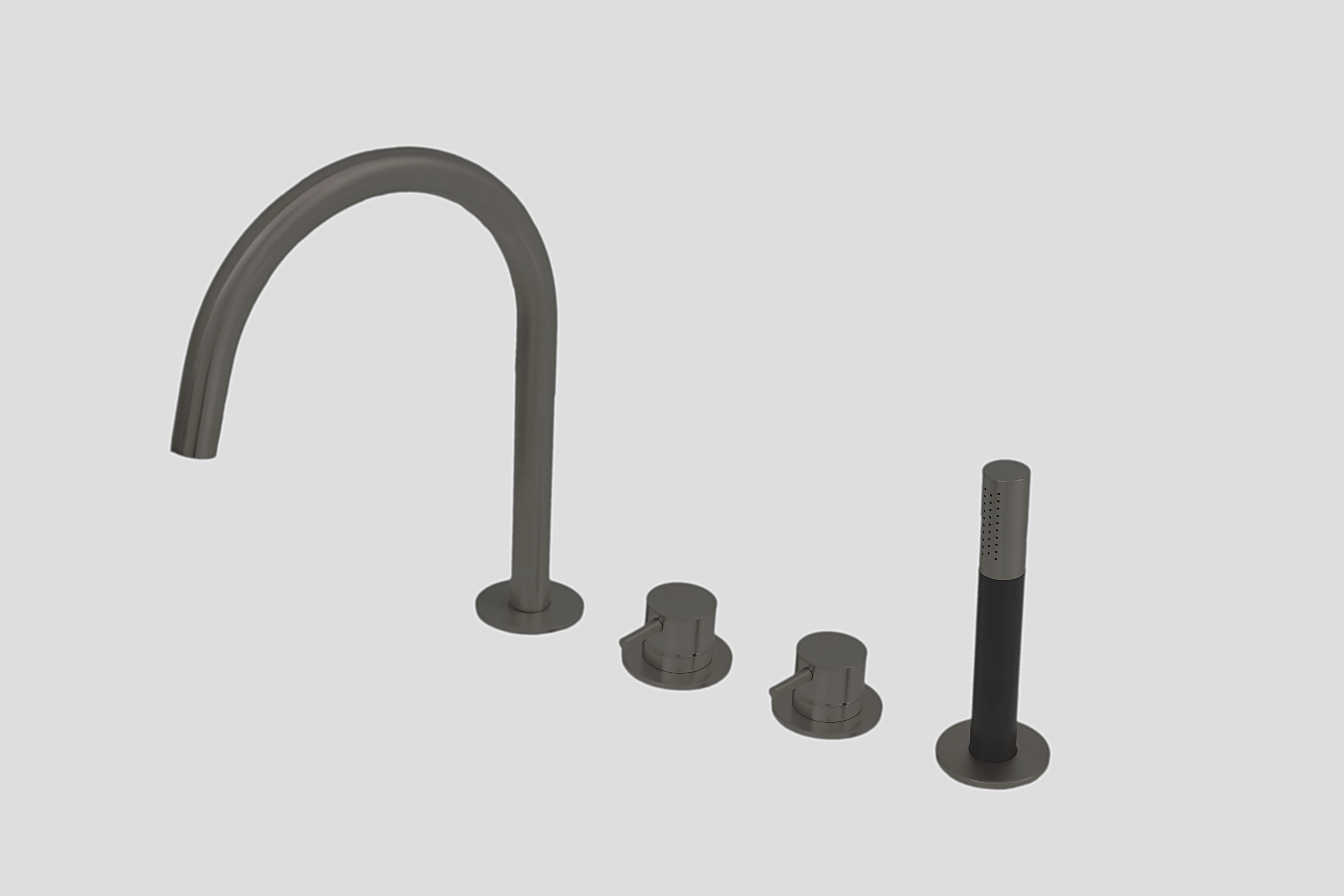 Lagoo Garda badrandcombinatie met mengkraan uitloop 2-weg omstel en handd. staaf G3210GM Brushed Gun Metal PVD