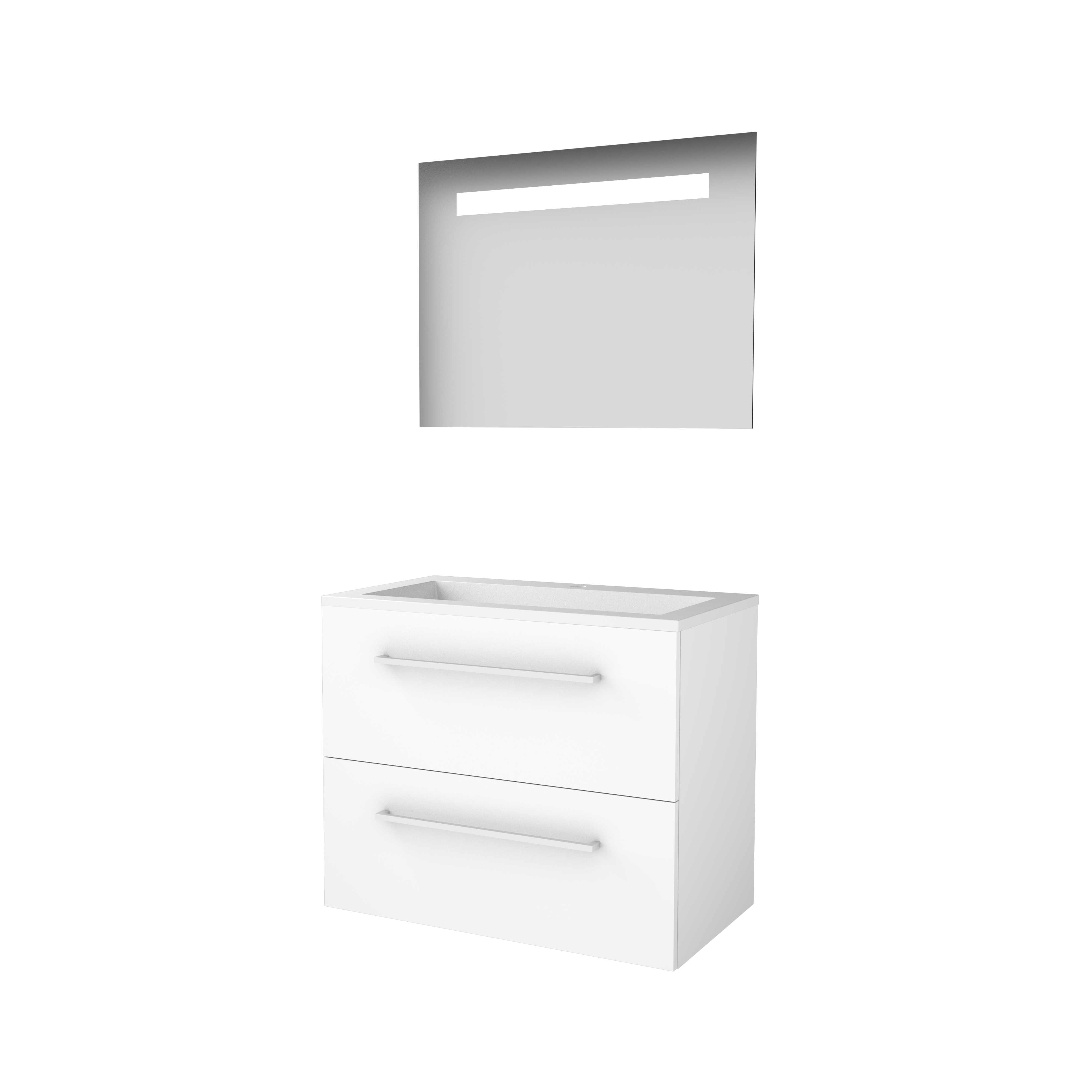 Basic Economic 46 set 80x46cm met gr. 2 la Acryl wast. 1 krgt. incl. spiegel m. verl. E46GR80A1IW Ice White