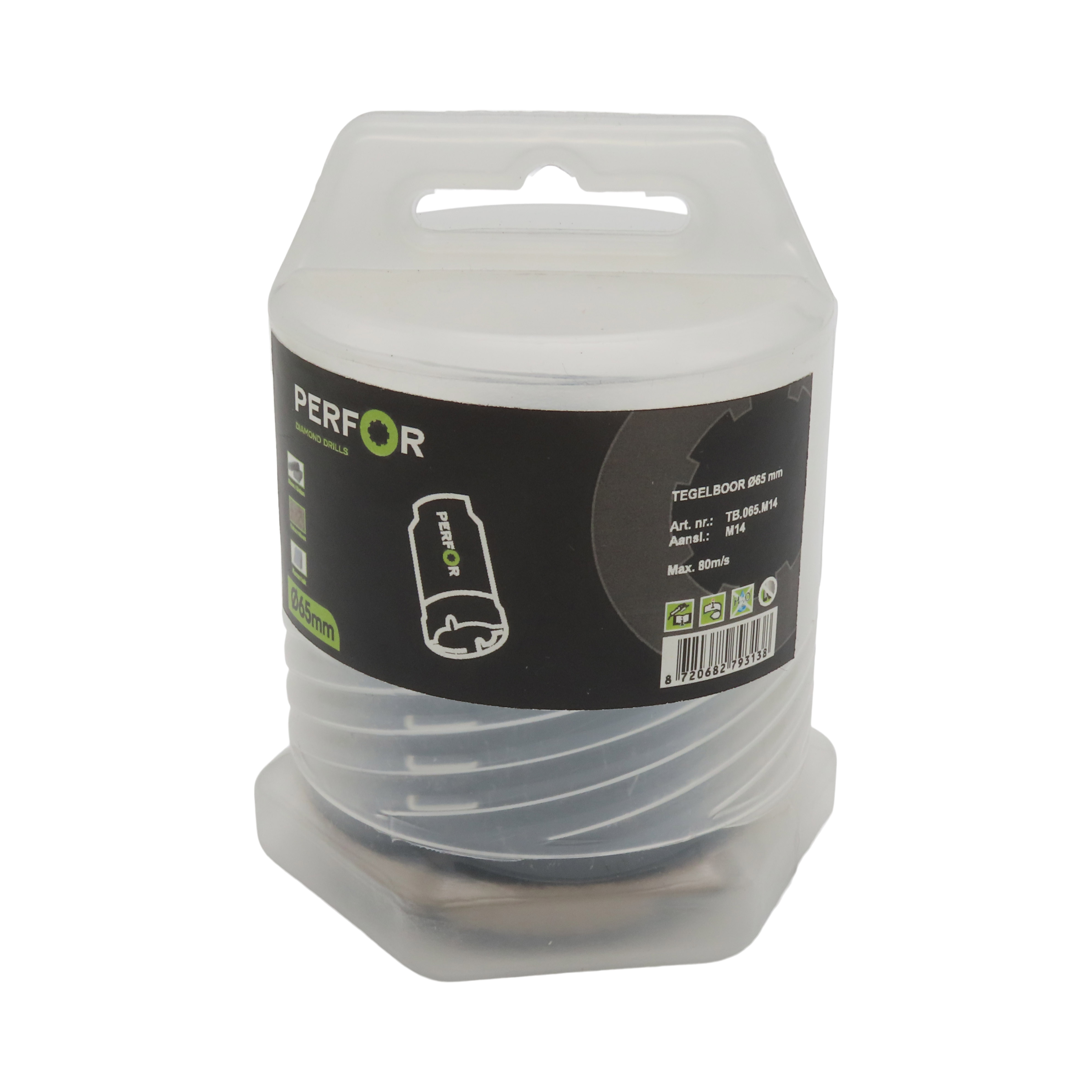 Tegelboor 65mm M14 aansluiting TB.065.M14