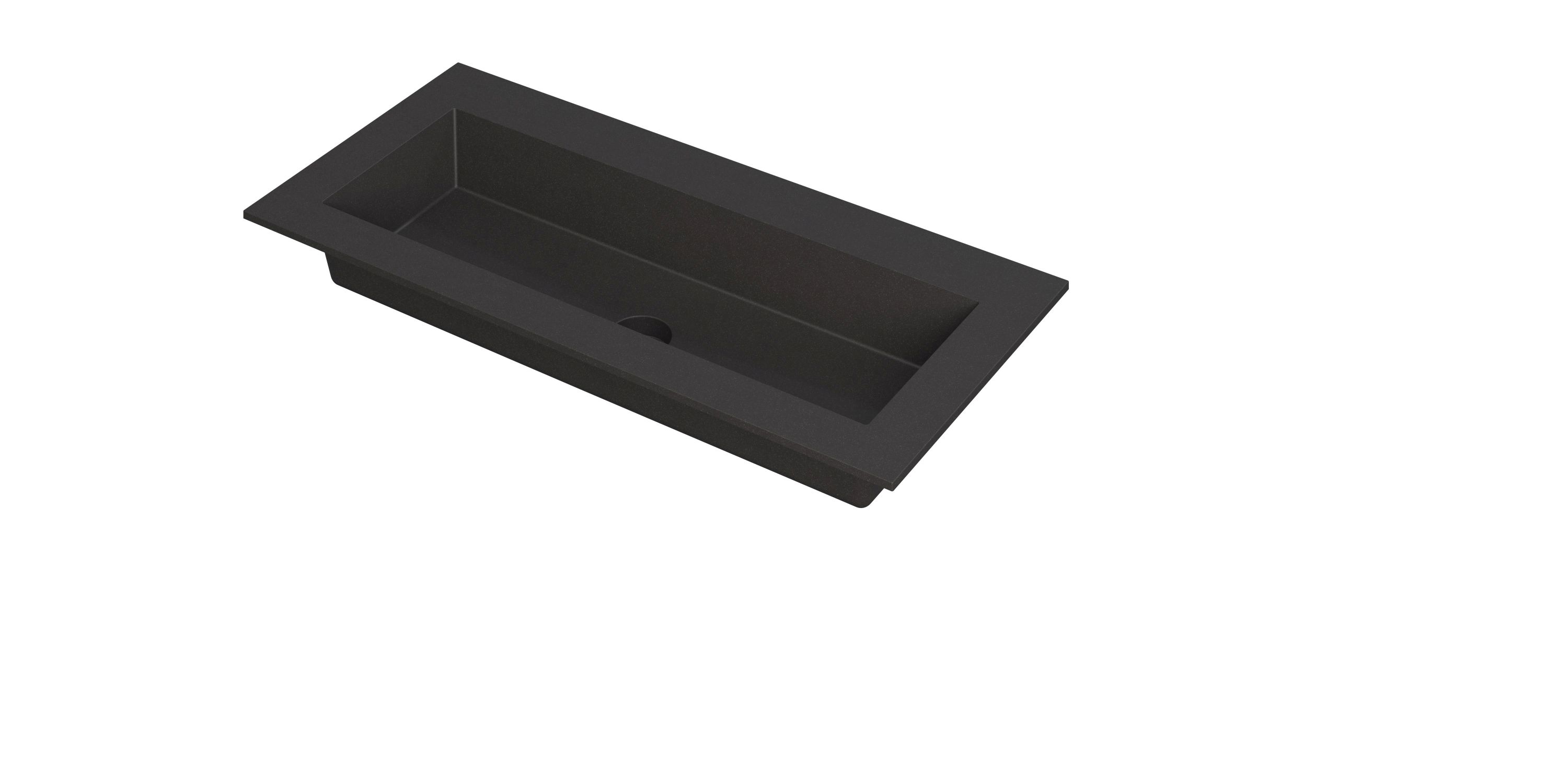 INK Kraft wastafel enkele bak z. krgt 3417223 Quartz zwart H10xB1000xD450