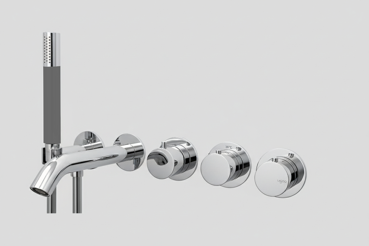 Lagoo inbouw bad thermostaat Tripple7  met uitloop. 2-weg omstel en handdouche G3207CH Chrome