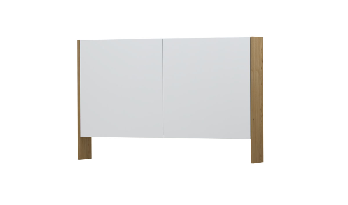 INK SPK3 spiegelkast m. dubbel gesp. 2 deuren icm open planchet en stop/schak. 1110271 Natur fineer H740xB1200xD140