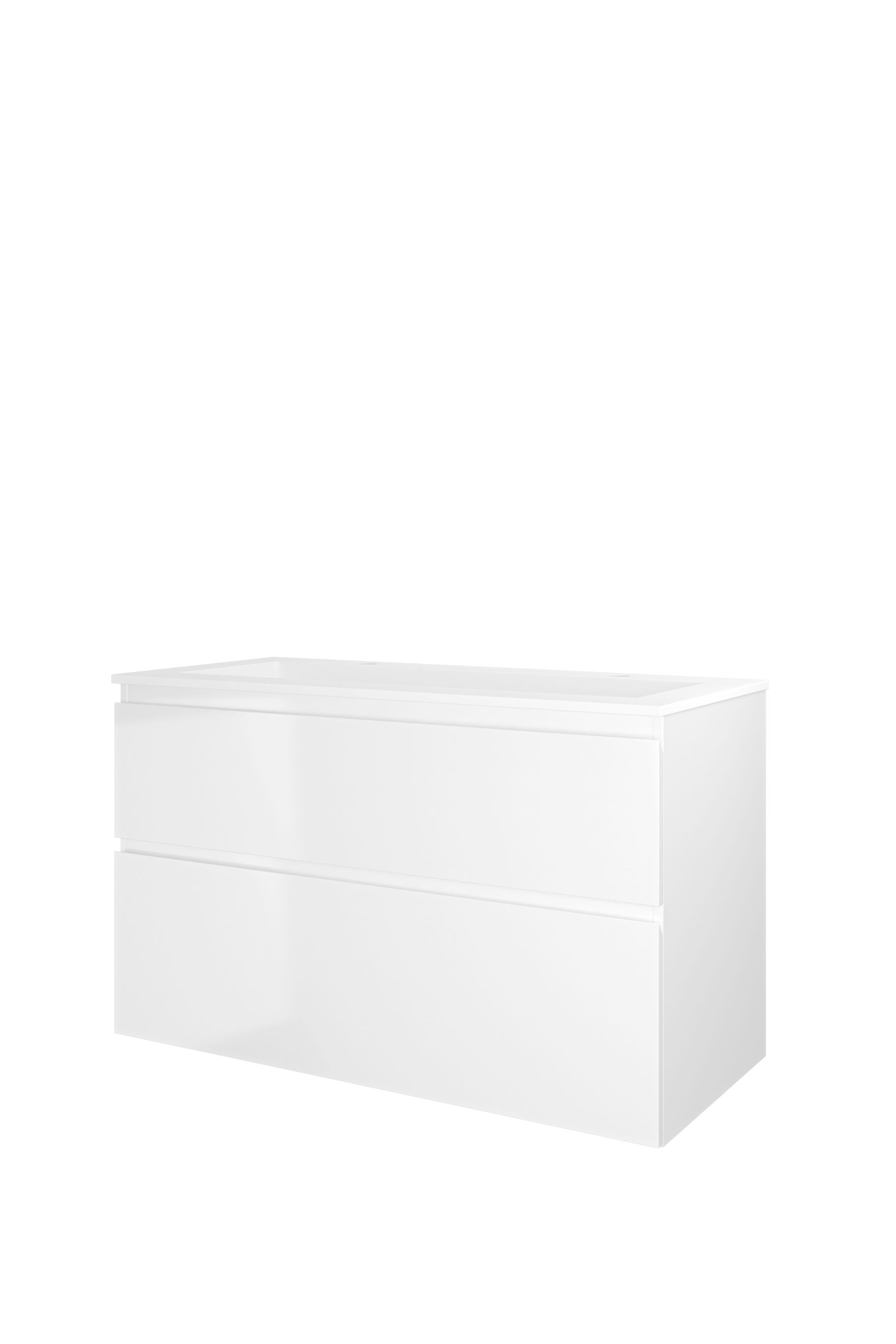 Proline set polystone Elegant wast. met 2 krgt. en onderk. a-sym. 1816454 Glans wit/Mat wit H620xB1000xD460