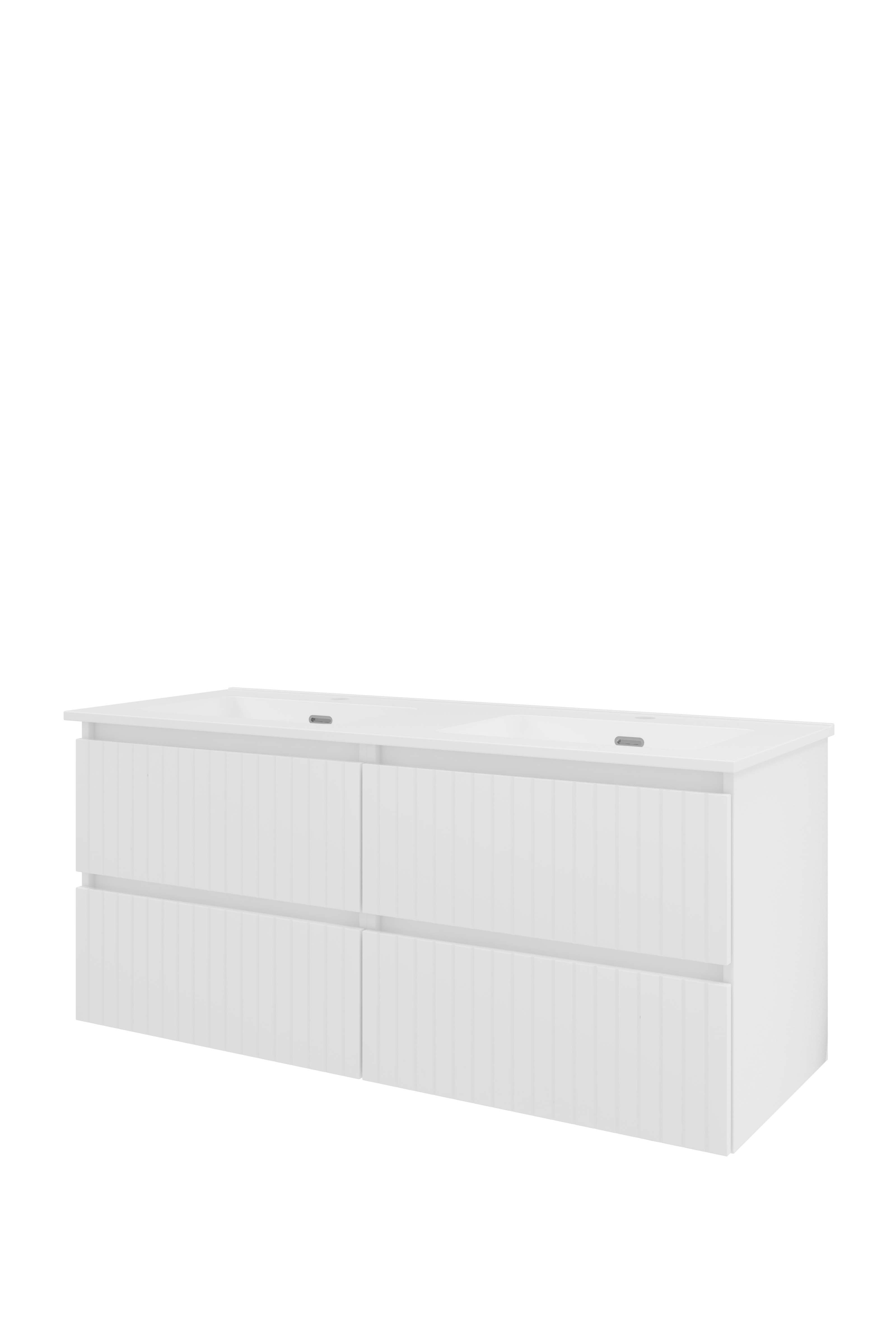 Proline Set porselein Elegant wast. dubbel met 2 kr.gaten en onderkast 4 laden sym. gefr. 1818094 Glans wit/Glans wit 1200x460x540