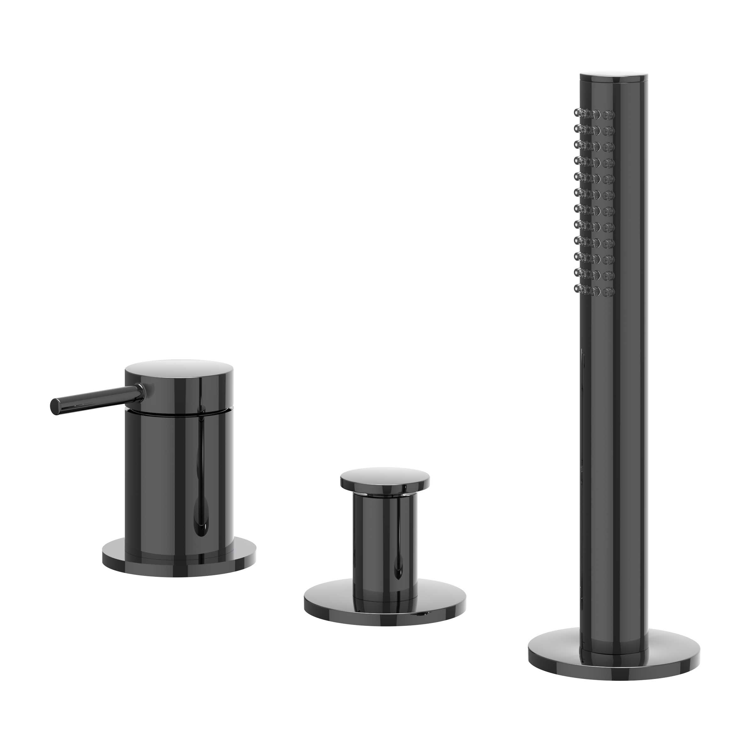 IVY Bond Badrandcombinatie 3-gats m/uittrekbare handd zonder uitloop 6301137 Zwart chroom PVD