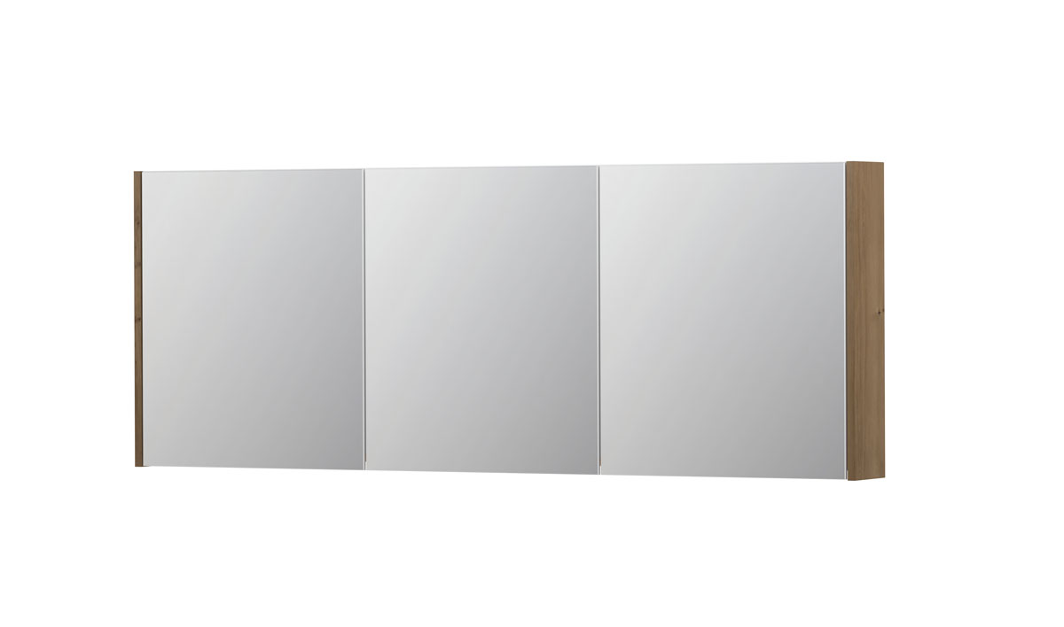 INK SPK1 spiegelkast m. 3 dubbelzijdige spiegeldeuren en stop/schak. 1110822 Ash grey fineer H600xB1600xD140