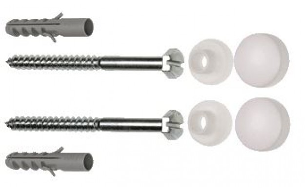 Potschroefset RVS zeskant 70mm Wit. m. pluggen ROESTVRIJSTAAL