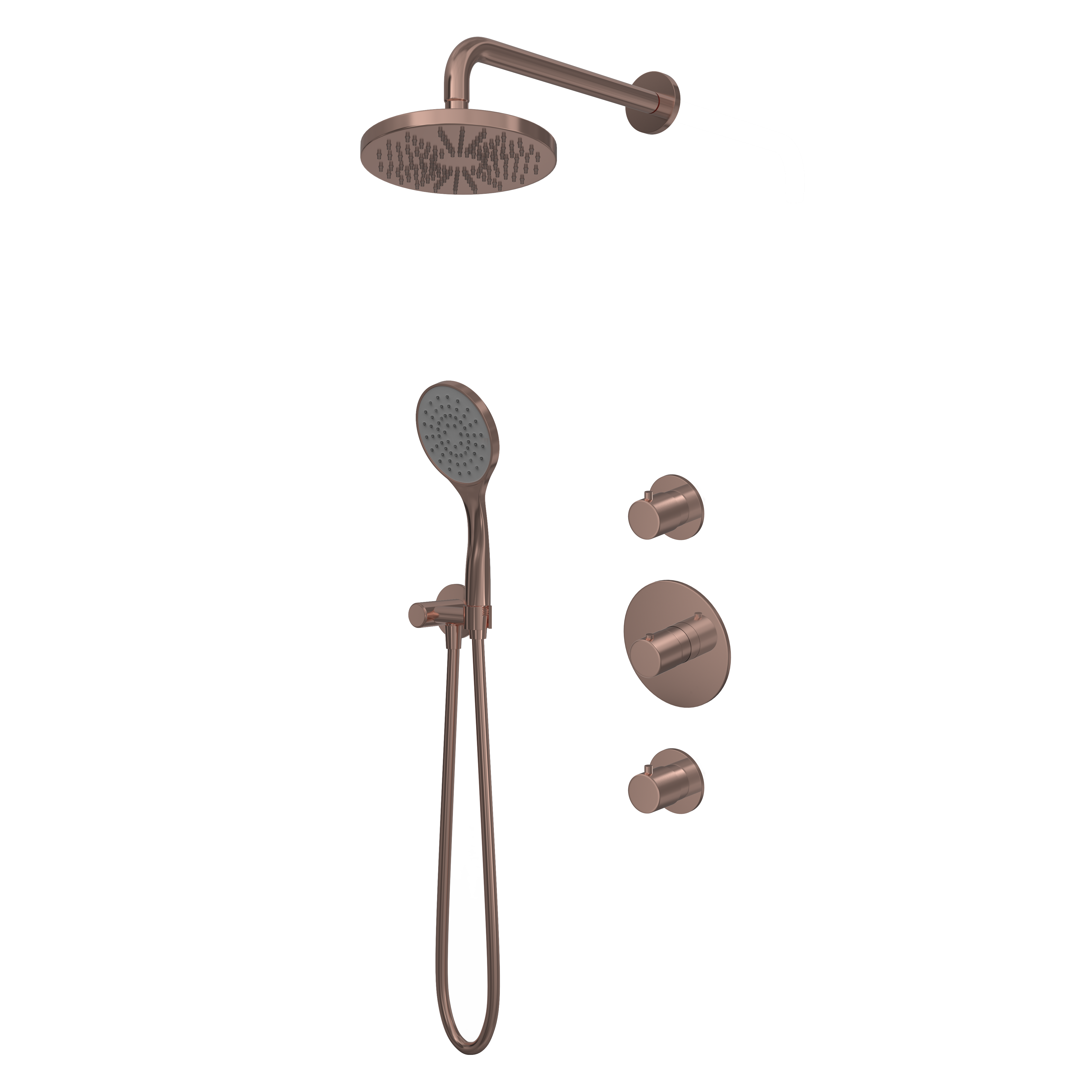Hotbath IBS Buddy 2 stopkranen BCP 30cm plafondbuis glijstang IBS12BCP37 Geborsteld koper PVD