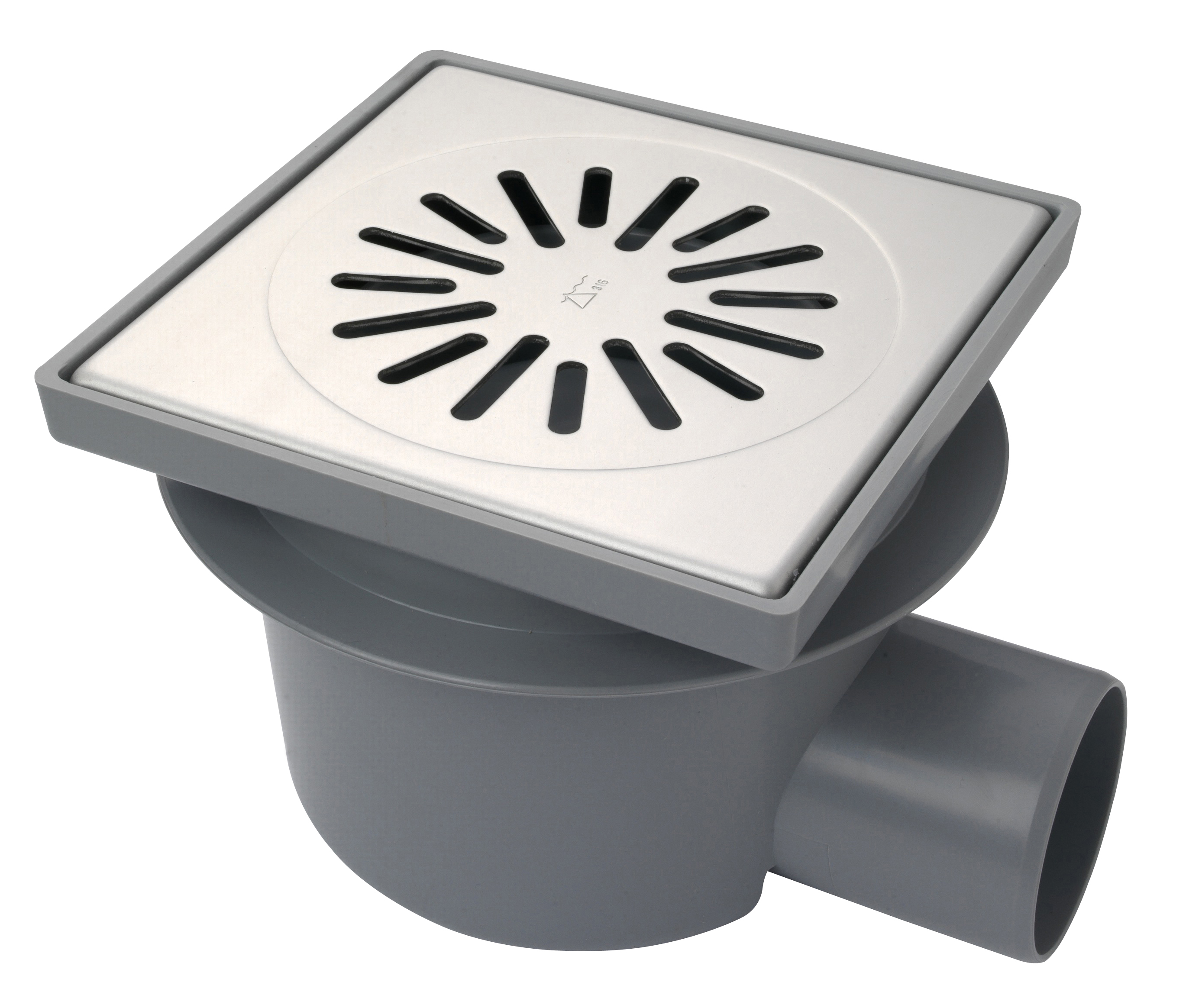 Aquaberg ABS put m/RVS rooster zij-uitlaat 6221 20x20cm