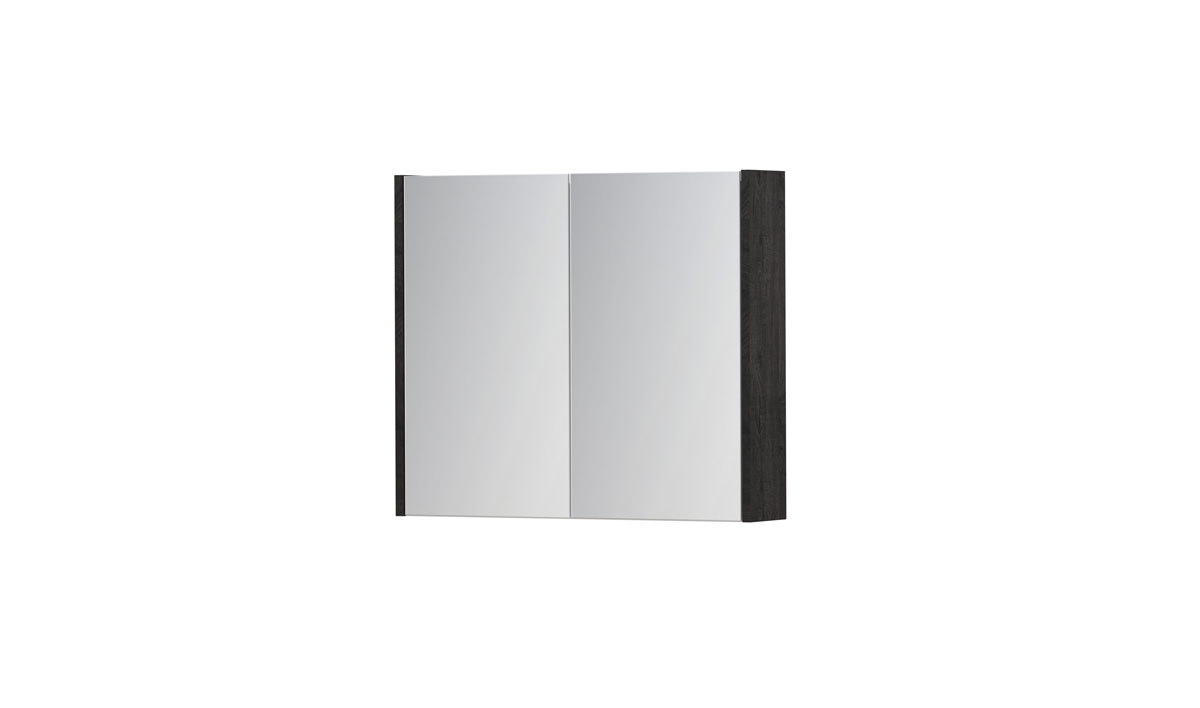 INK SPK1 spiegelkast m. 2 dubbelzijdige spiegeldeuren en stop/schak. 1110515 Houtskool eiken H600xB700xD140