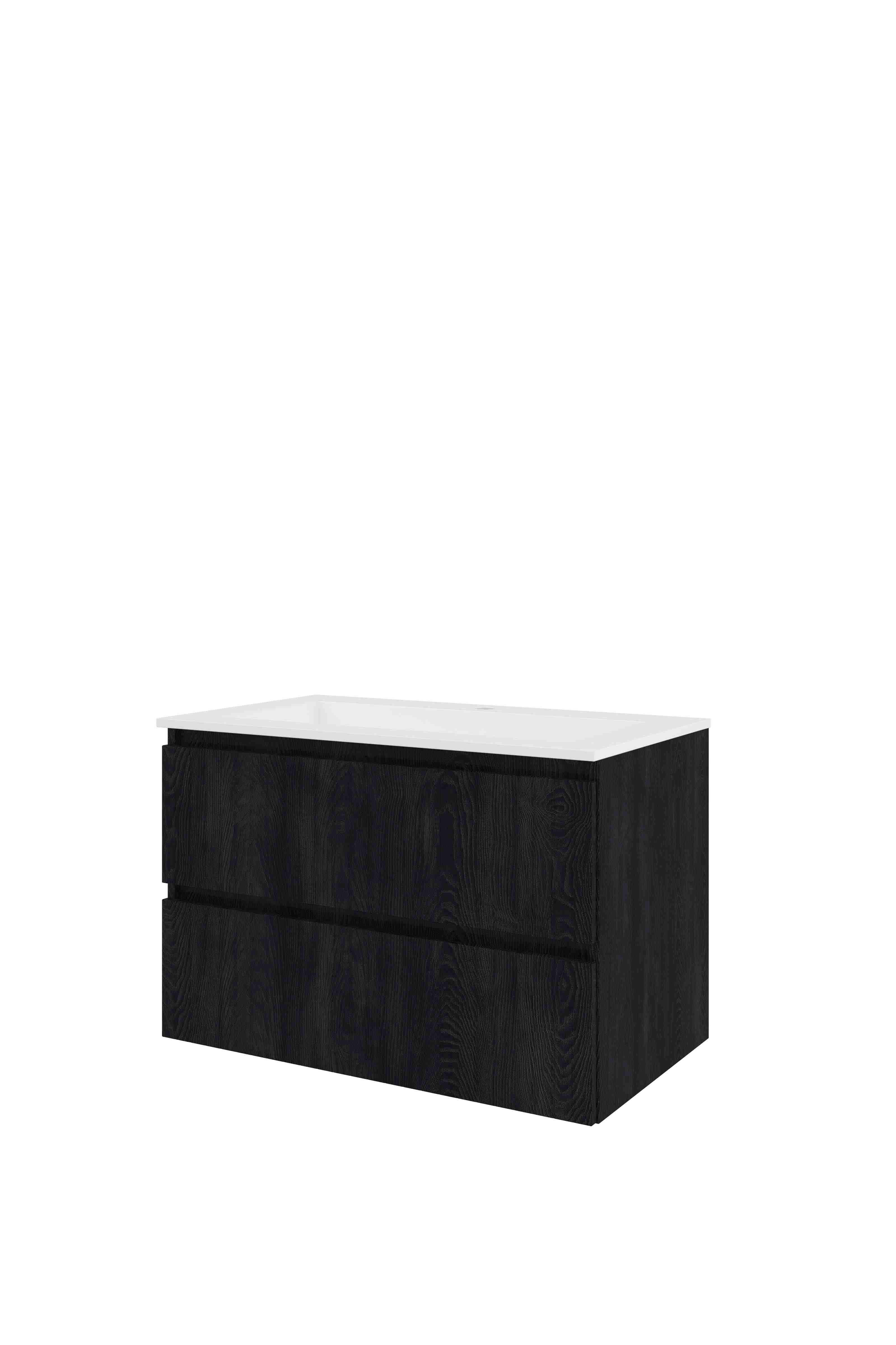 Proline Set polystone Elegant wast. met 1 krgt. en onderkast sym. gefr. 1818432 Charcoal oak/Glans wit 800x460x540