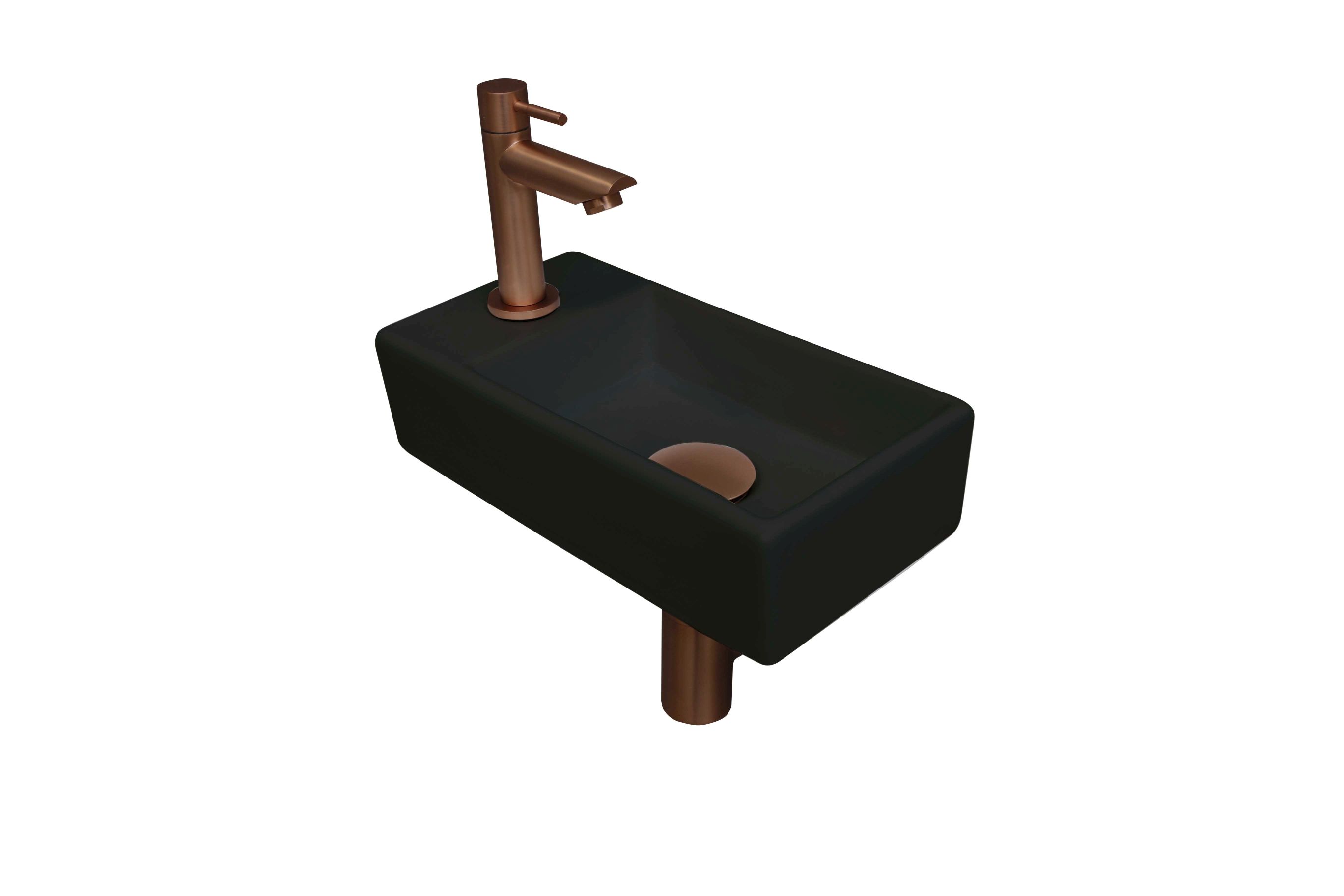 INK fonteinpack pors. L incl. kraan sifon plug en montageset 1805305 m. zwart/mat rose goud H90xB360xD180