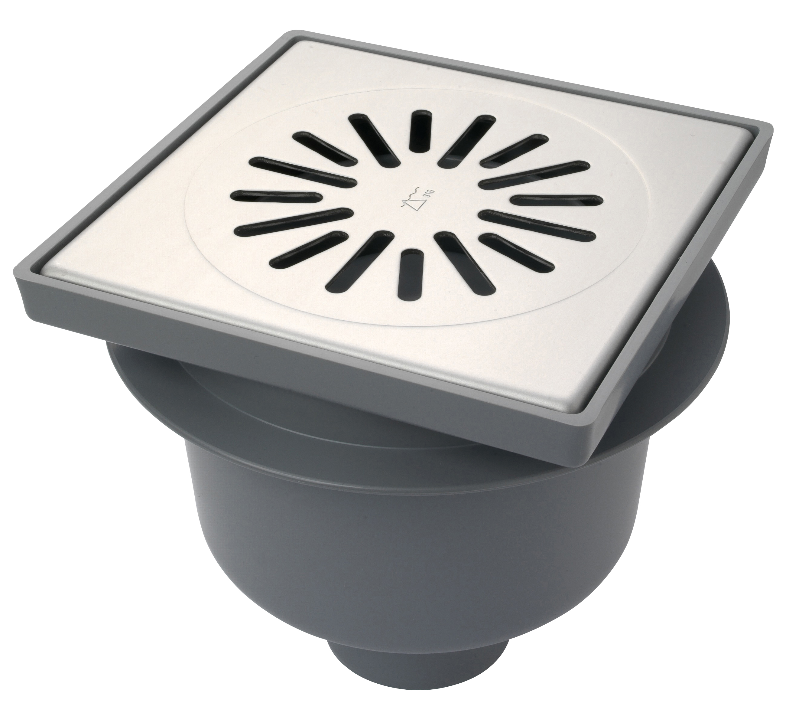 Aquaberg ABS put m/RVS rooster onder uitlaat 6220 20x20cm