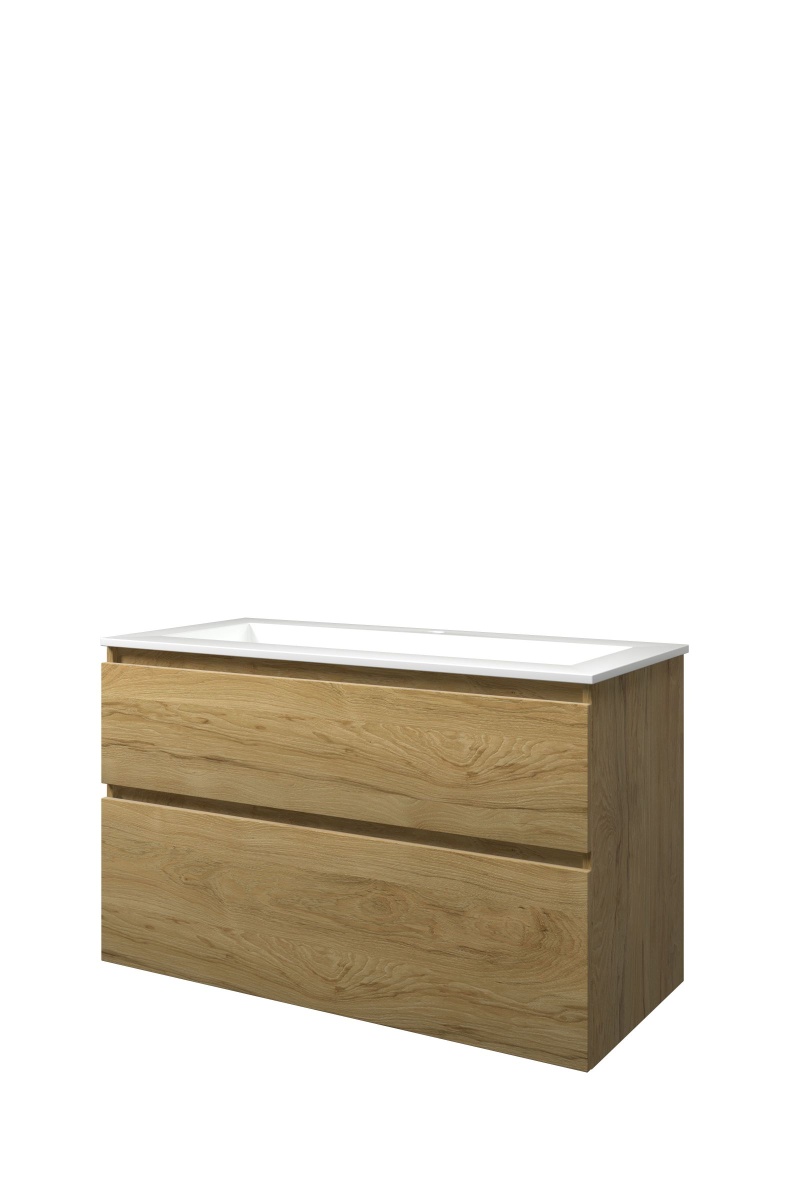 Proline set polystone Elegant wast. met 1 krgt. en onderk. a-sym. 1816412 Ideal oak/Glans wit H620xB1000xD460