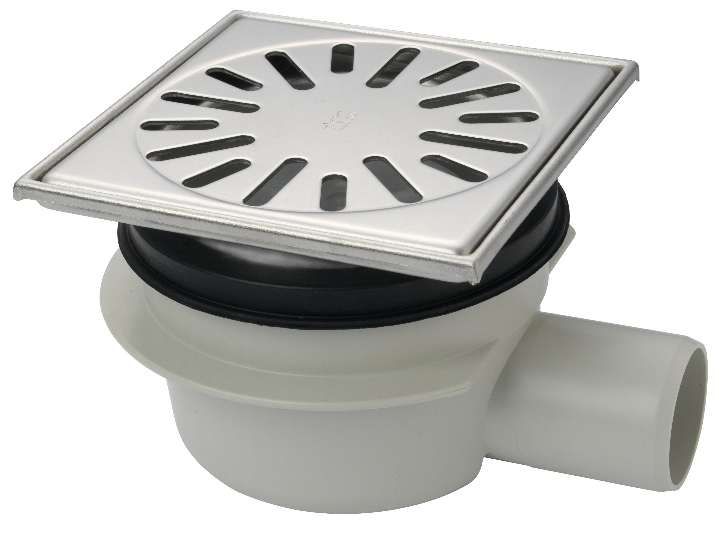 Aquaberg ABS put m/RVS rooster verstelbaar zij-uitlaat 4316 15x15cm