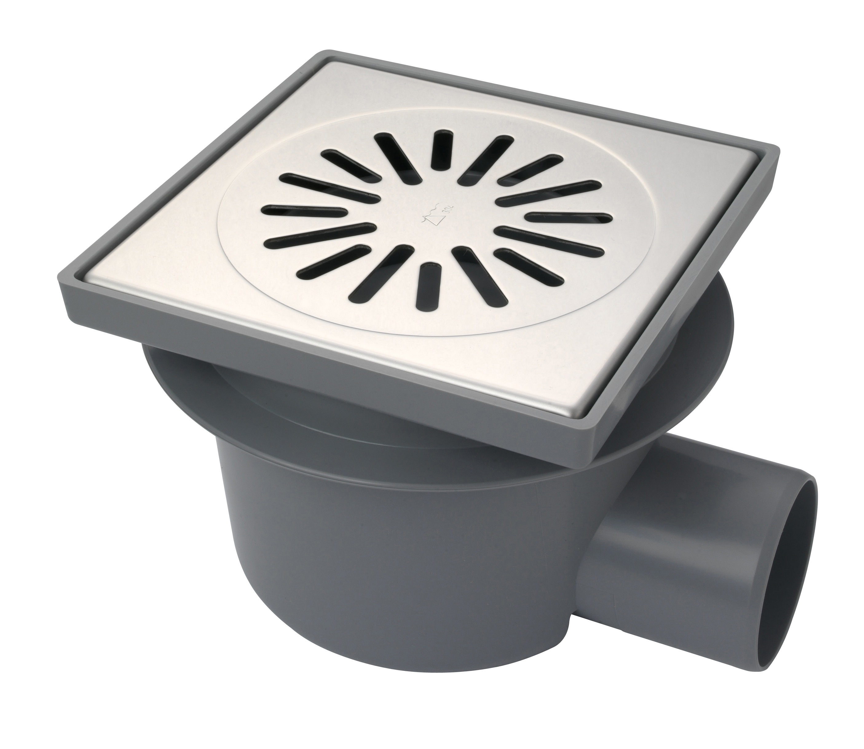 Aquaberg ABS put m/RVS rooster zij-uitlaat 4021 20x20cm