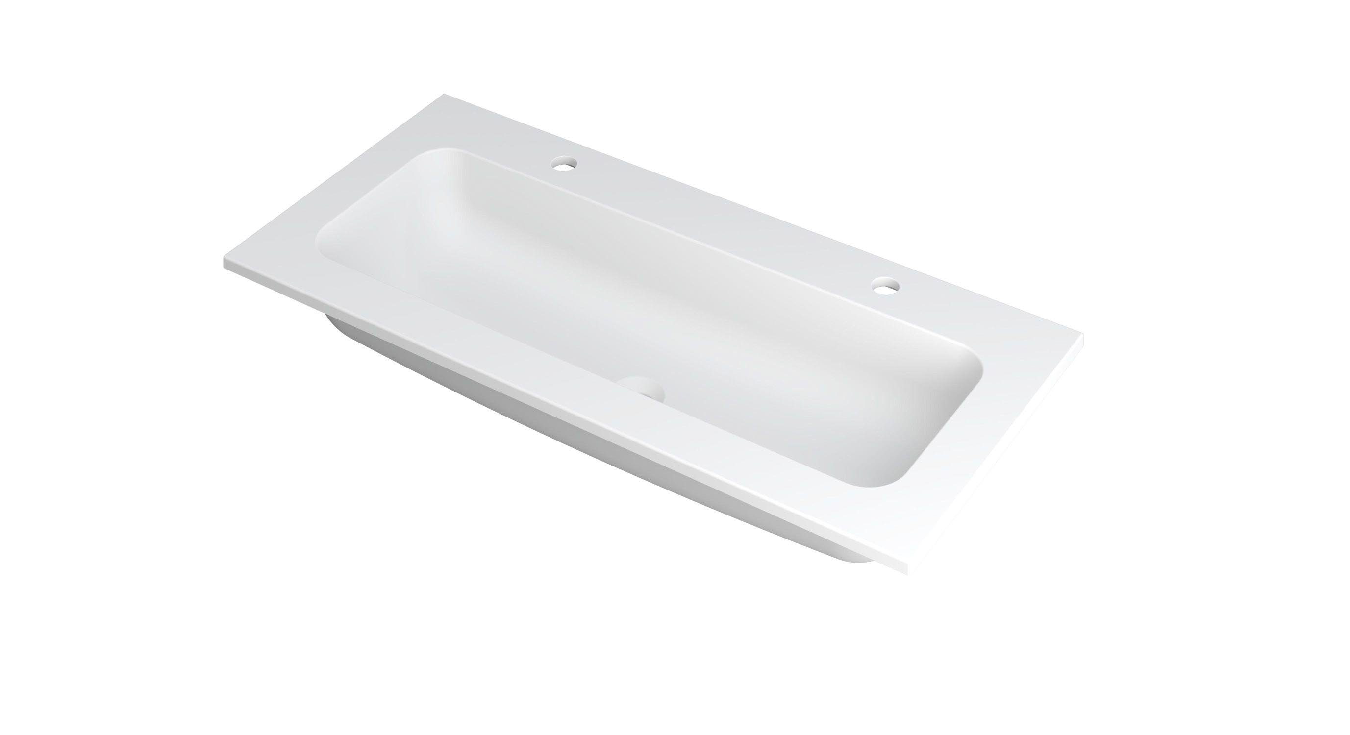 INK Faktor wast. polystone centraal met 2 krgt. 3407212 Mat wit H15xB1000xD450