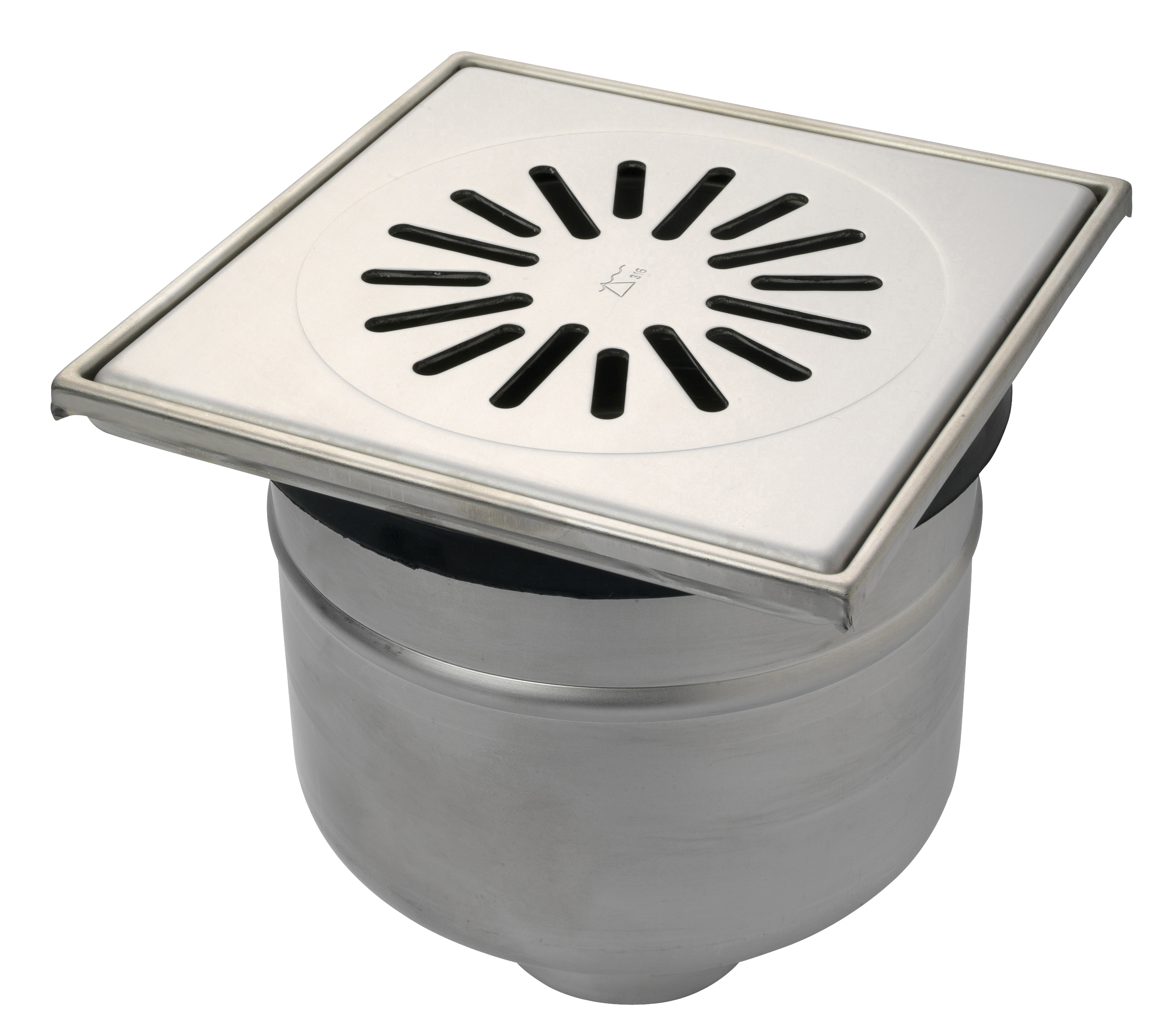 Aquaberg RVS put m/RVS rooster hoogte verstelbaar onder uitlaat 6420 20x20cm