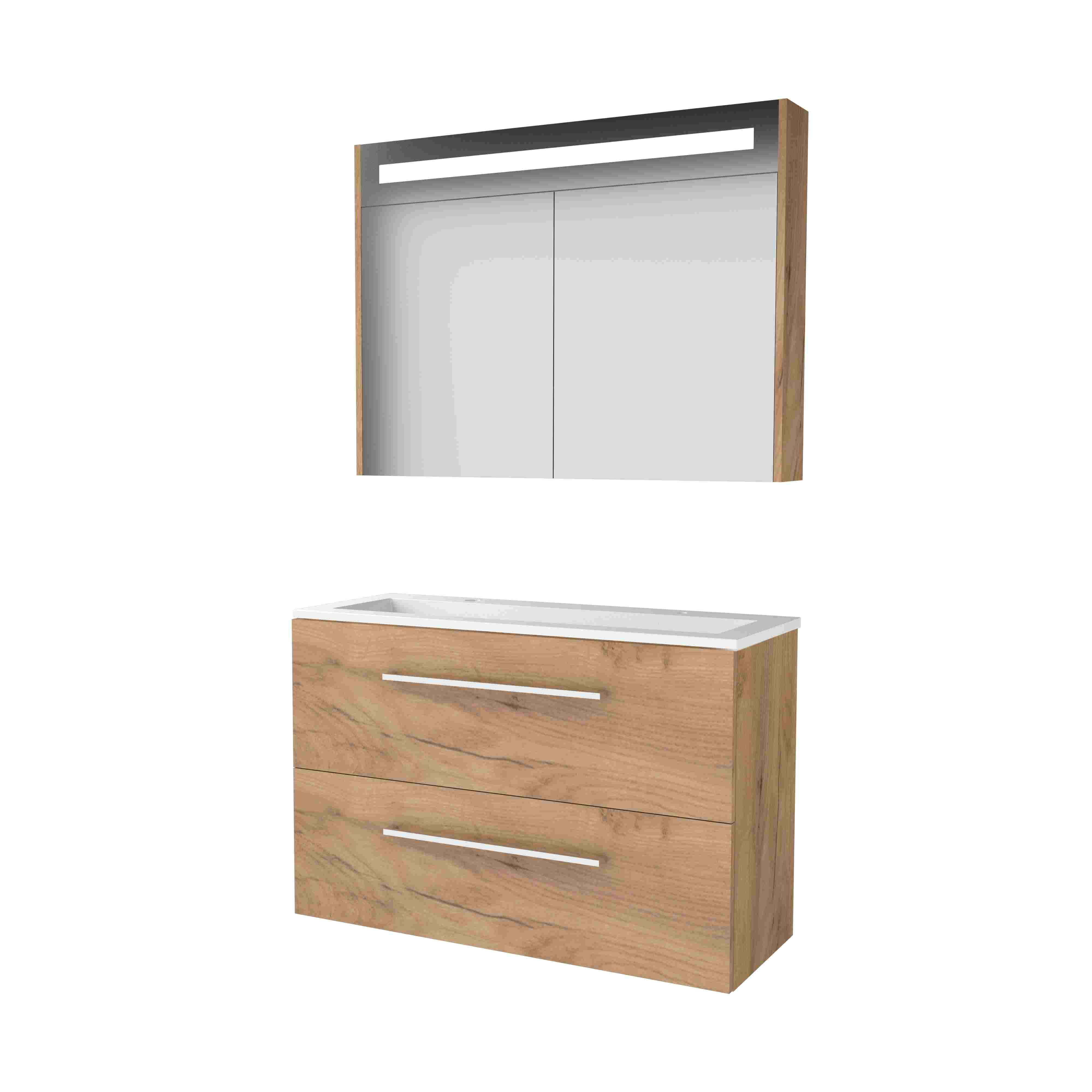 Basic Premium 39 set 100x39cm met gr. 2 la Acryl wast. 2 krgt incl. kast m. verl. P39GR100A2WO Whisky Oak