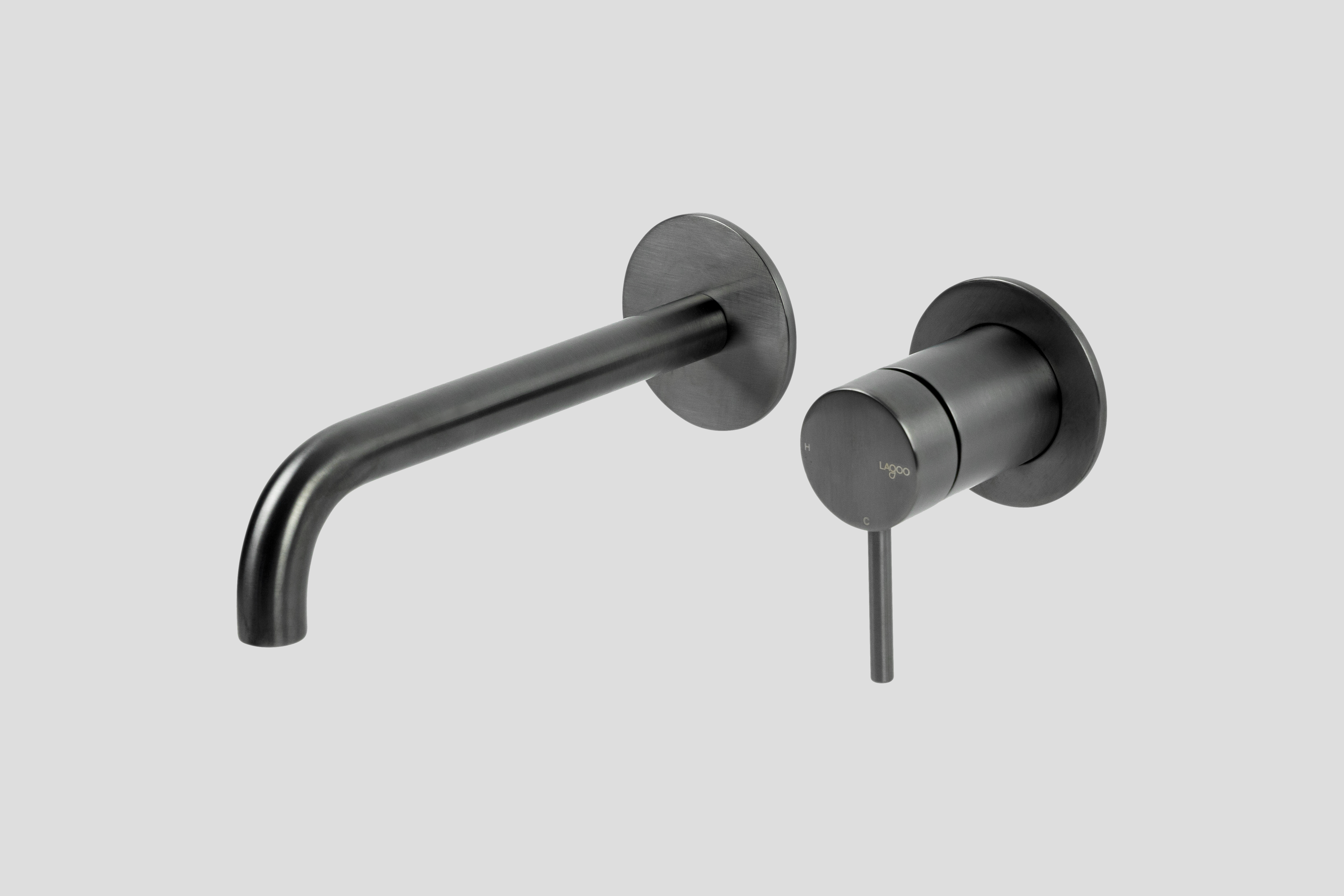 Lagoo Garda inbouw wastafelmengkraan afb.deel met uitloop links 19 cm G1200-19GM Brushed Gun Metal PVD