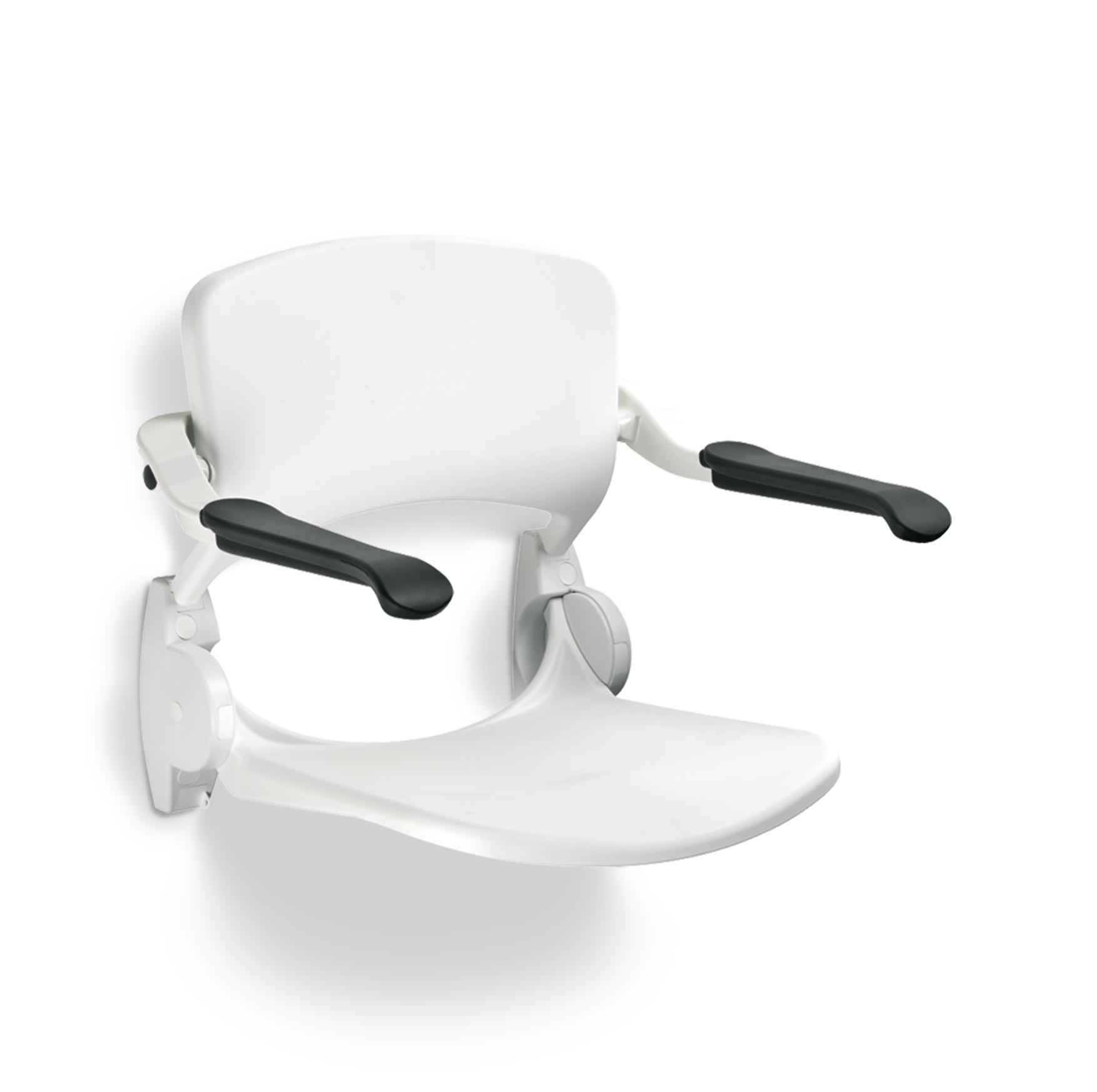 Linido douchezitting m. rug en armleuning opklapb. LI2203200602 Wit R9010