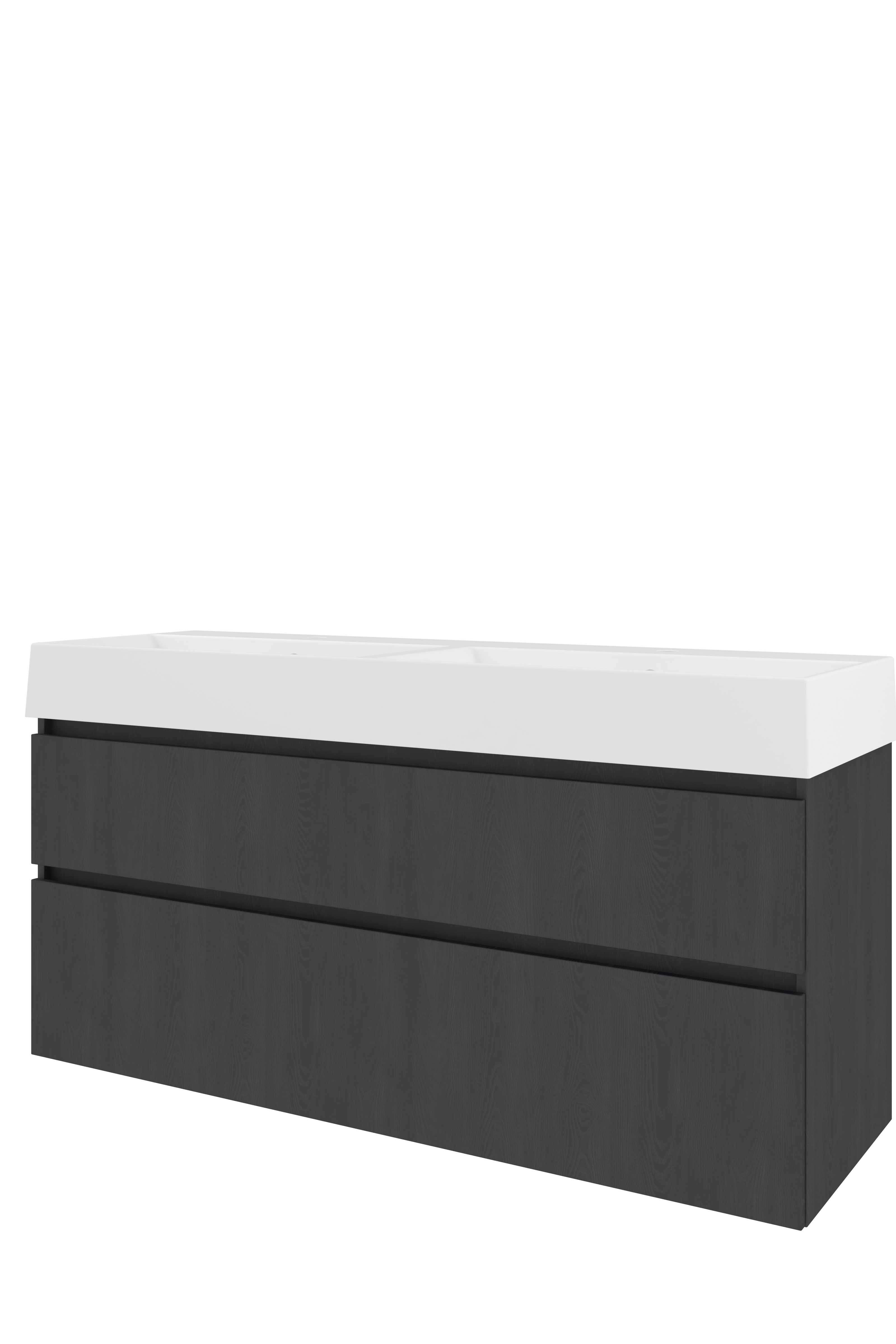 Proline Set porselein Loft wast. met 2 kr.gaten en onderkast a-sym. 1817507 Black oak/Glans wit 1400x460x700