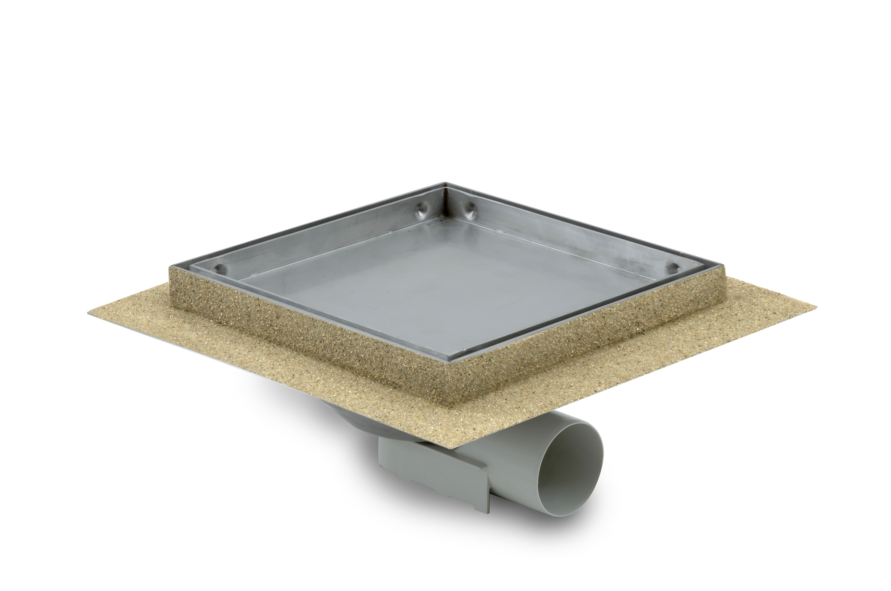 Aquaberg RVS put m/RVS deksel zij-uitlaat 485020 20x20cm