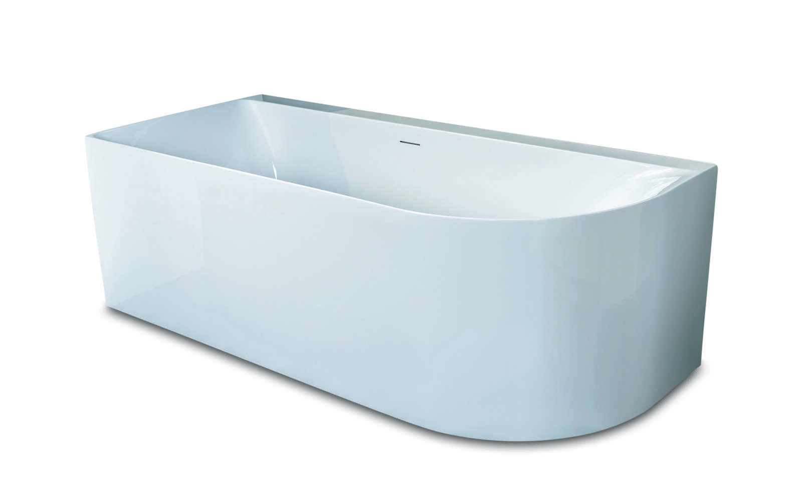 Luca vrijstaand hoekbad rechts afgerond met overloop 165x75x60 Wit glans