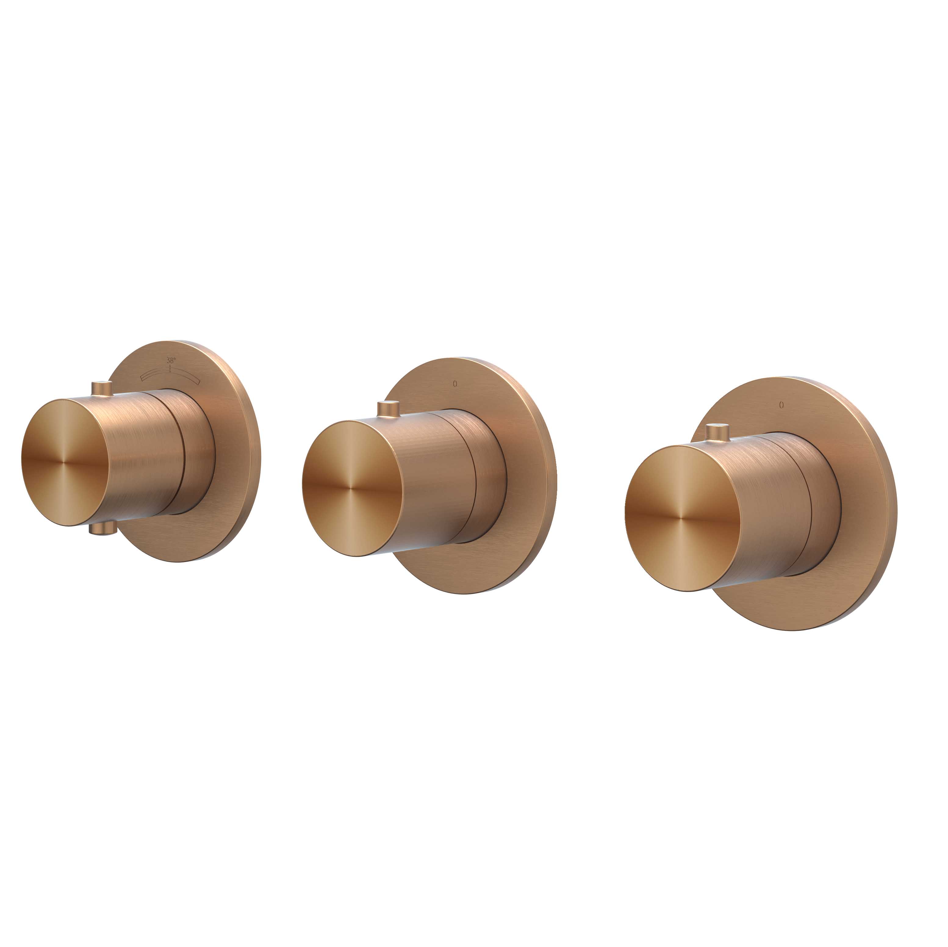 IVY Concord Afbouw inbouwtherm. m/2 stopkranen symmetry m/ronde rozetten 6201313 RVS316 gebr. mat koper PVD