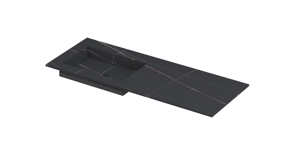 INK Post wast. keramische slab envelop bak L zonder krgt. H10xB1200xD450 Lauren black mat / 210602