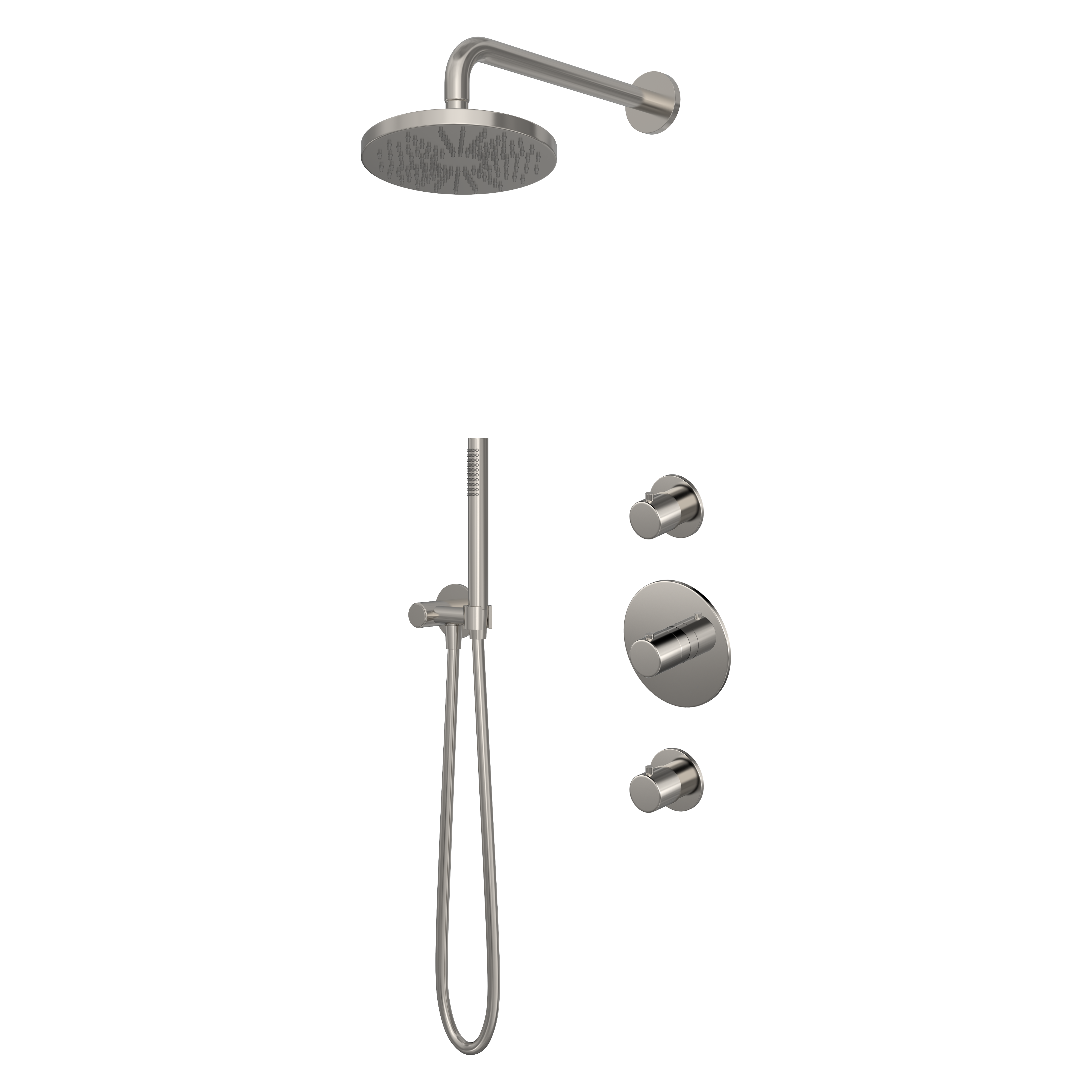 Hotbath IBS1 2 stopkranen 3s. handdouche 15cm plafondb 25cm hoofddouche glijstang IBS1GN1247 Geborsteld Nikkel