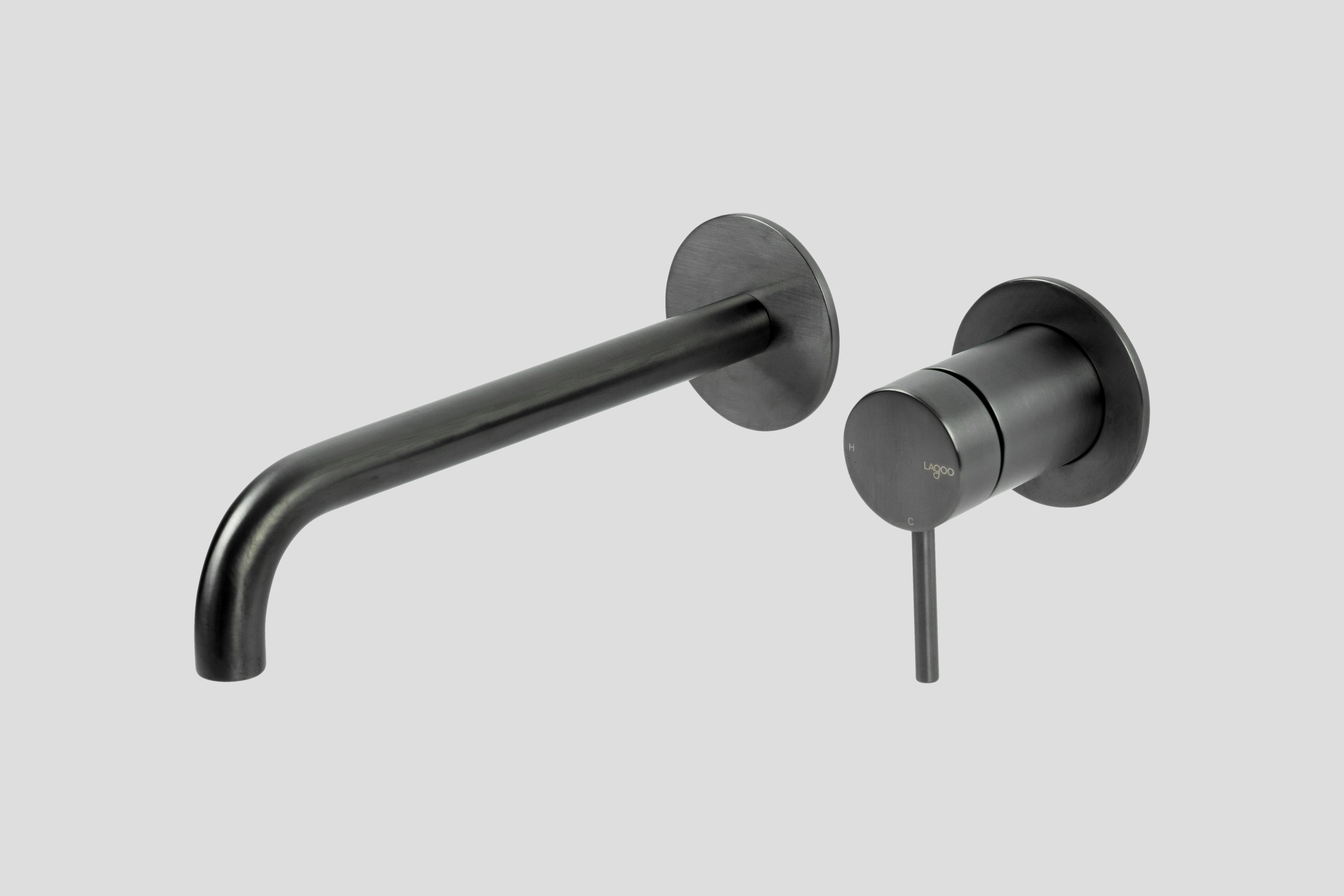 Lagoo Garda inbouw wastafelmengkraan afb.deel met uitloop links 22 cm G1200-22GM Brushed Gun Metal PVD