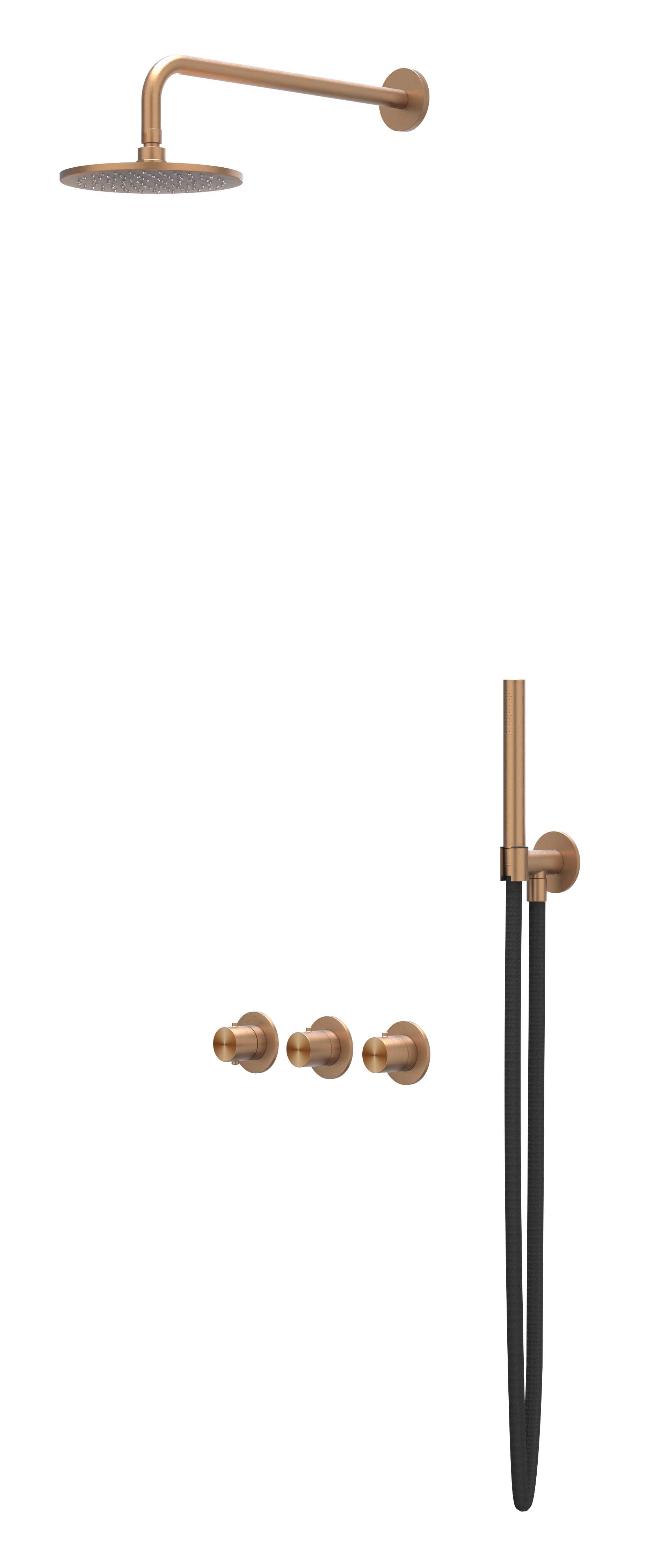 IVY Concord Inbouwset 2 stopkr.  w-arm 20cm me glijst.  en staafhdd CSC4IGKAAAB RVS316 gebr. mat koper PVD