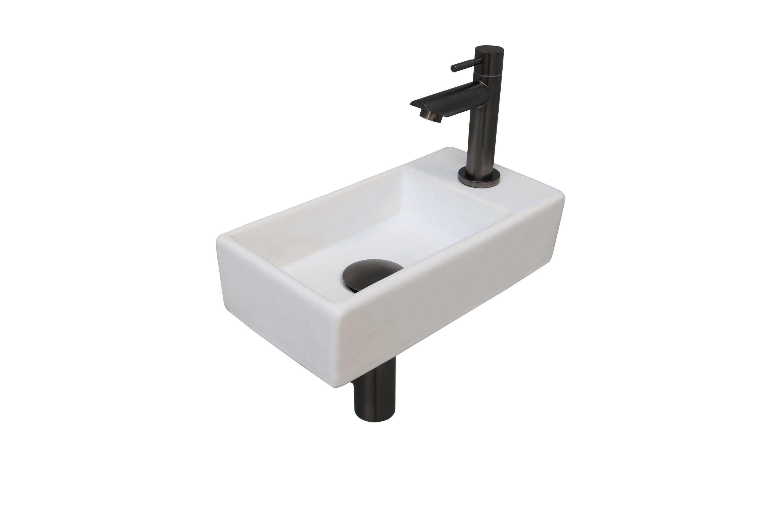 INK fonteinpack pors. R incl. kraan sifon plug en montageset 1805364 m. wit/Gun metal H90xB360xD180