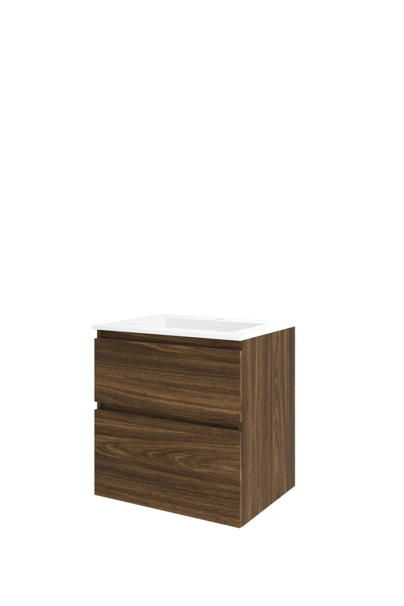 Proline set polystone Elegant wast. met 1 krgt. en onderk. a-sym. 1816313 Cabana oak/Glans wit H620xB600xD460