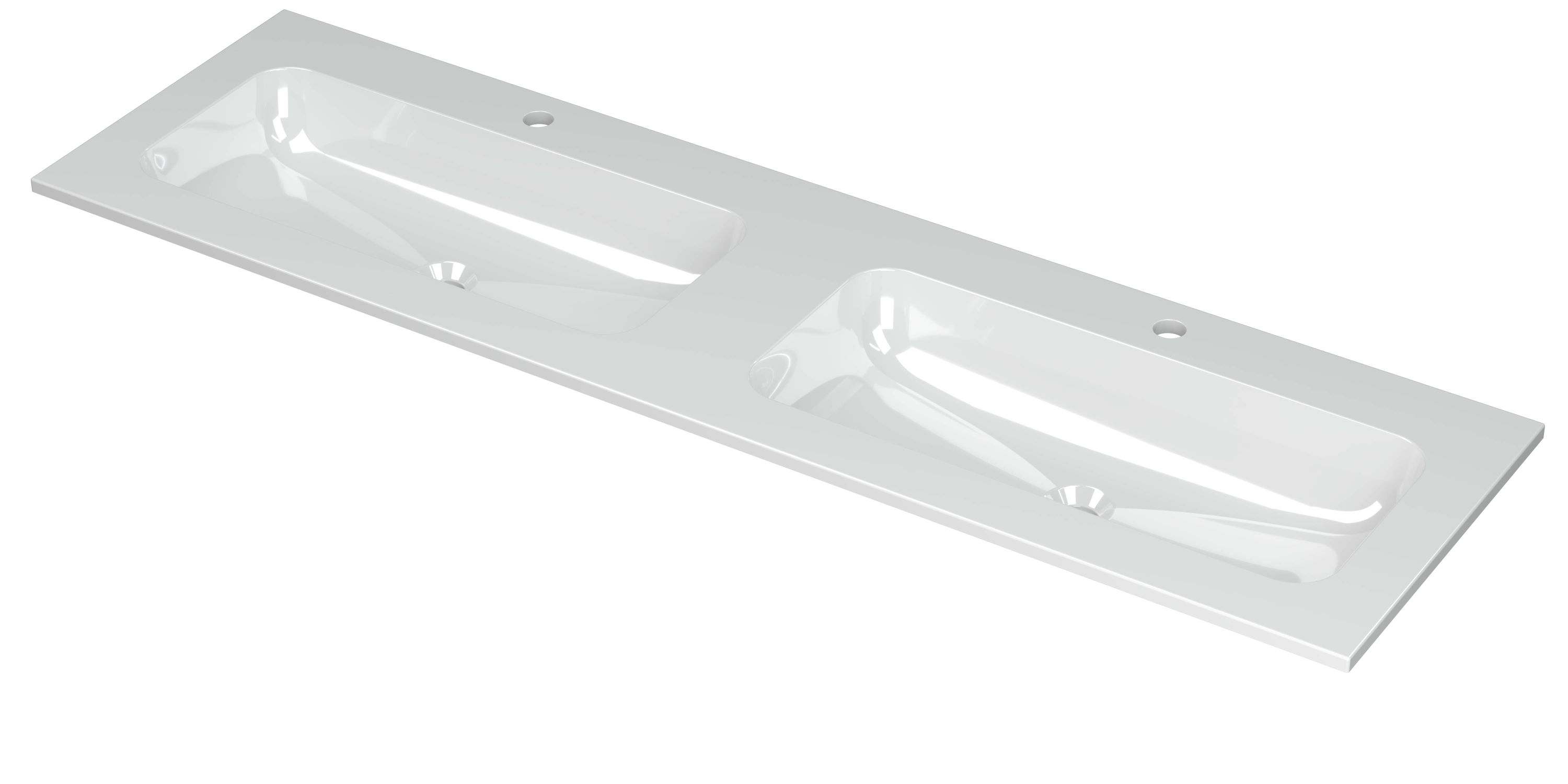 INK Aspekt wastafel pors. m. kom 45 dubbel m. 2 krgt. 207051 Glans wit B15xD1600