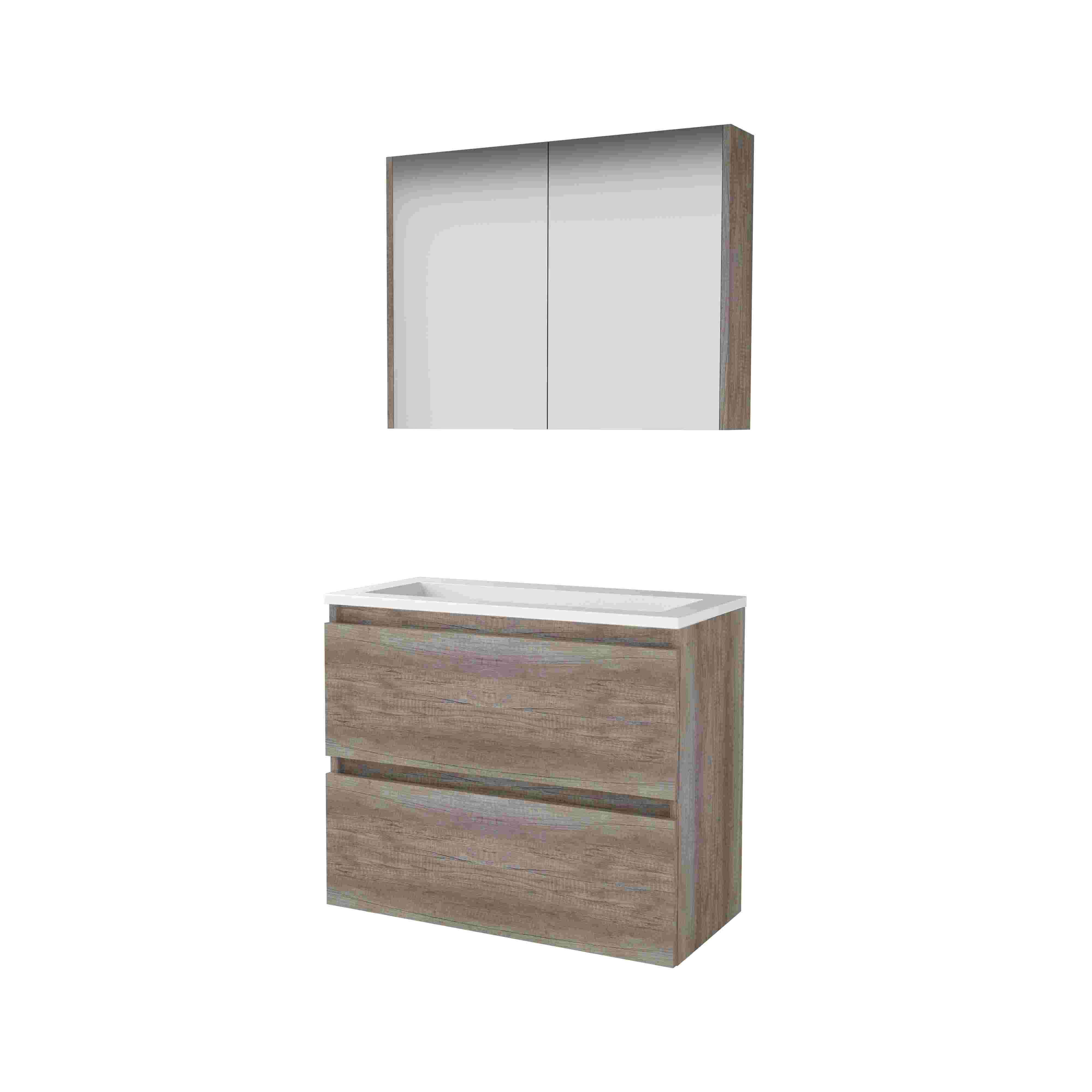 Basic Comfort 39 set 80x39cm greepl. 2 la Acryl wast. 0 krgt. incl. kast C39GL80A0SO Scotch Oak