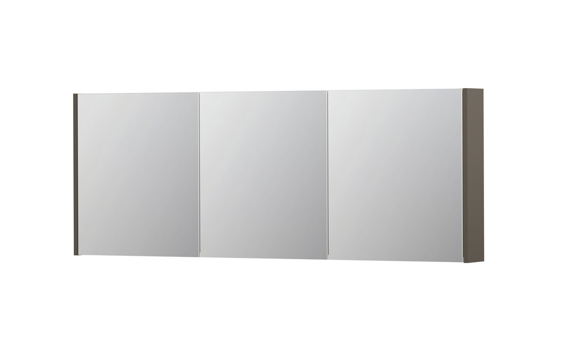 INK SPK1 spiegelkast m. 3 dubbelzijdige spiegeldeuren en stop/schak. 1110804 mat taupe H600xB1600xD140