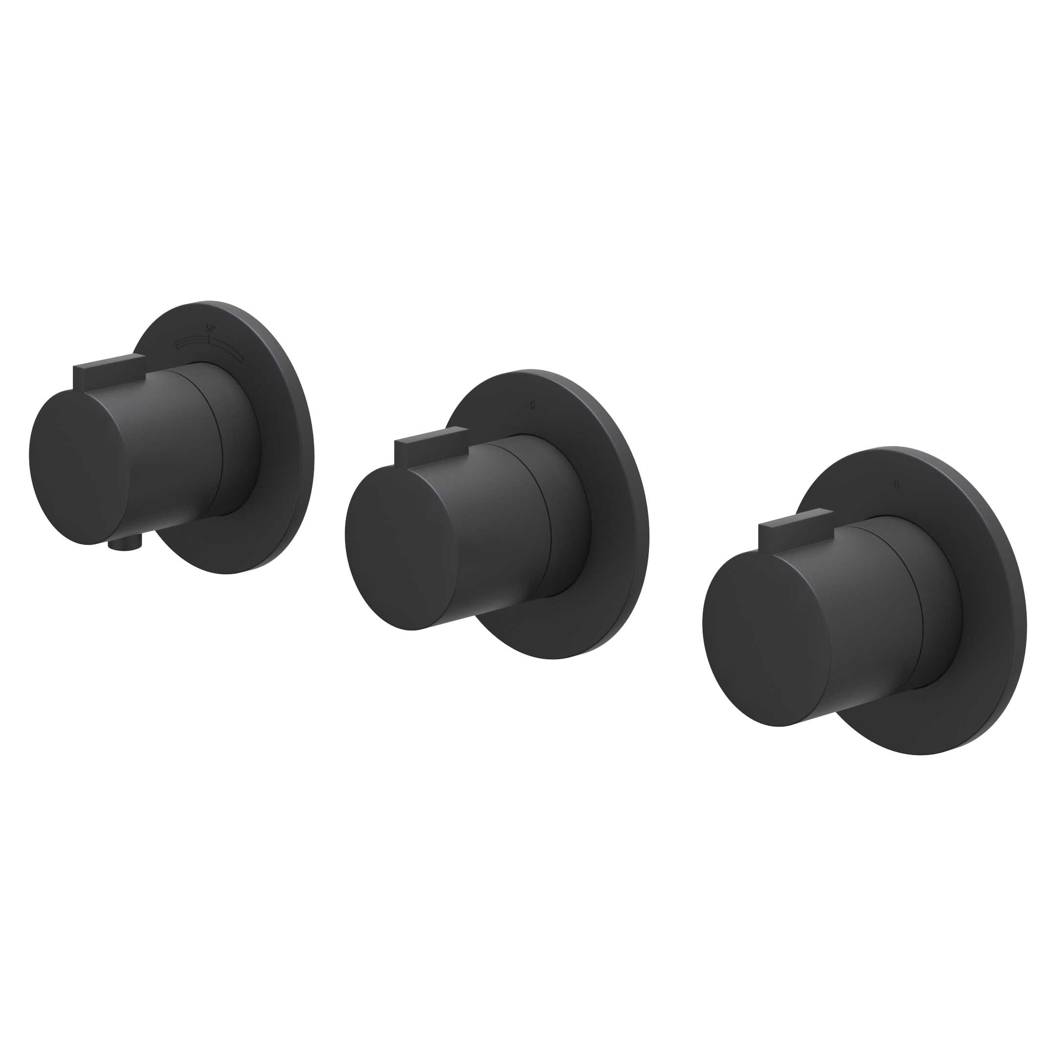 IVY Pact Afbouw inbouwtherm. m/2 stopkranen symmetry m/ronde rozetten 6202352 Mat zwart PED